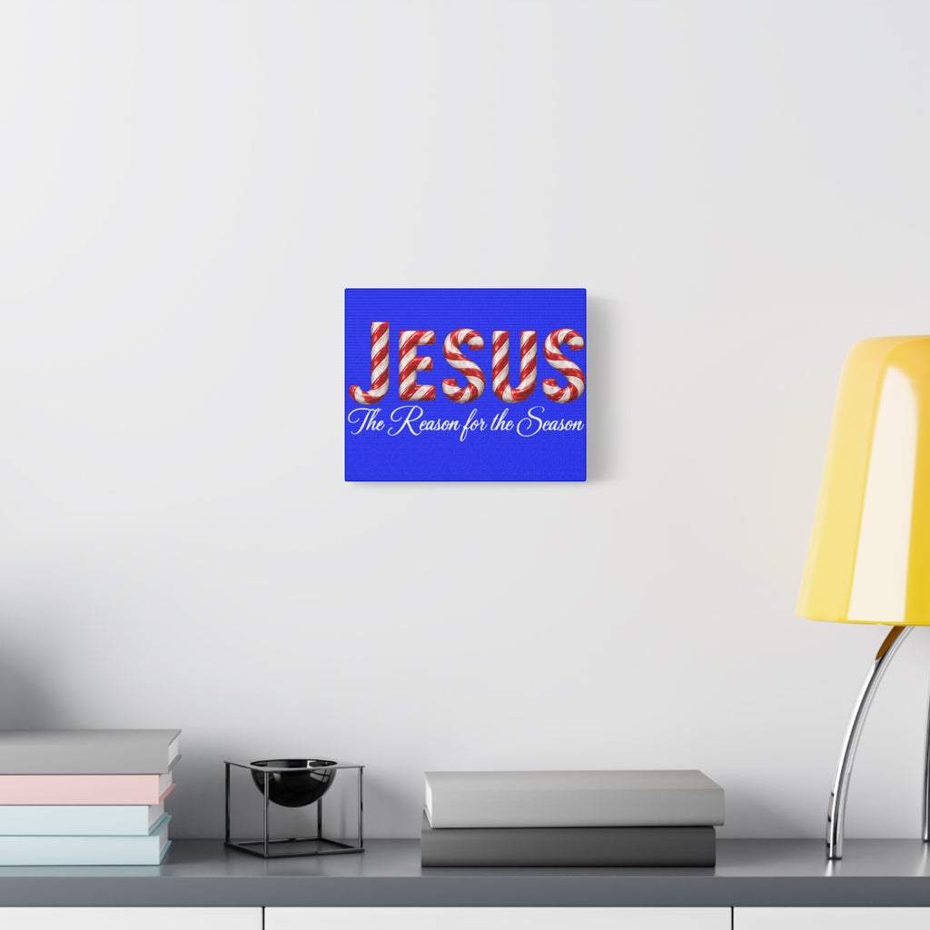 Jesus The Reason for the Season Christmas Wall Art – Candy Cane Christian Holiday Decor, Matte Canvas, Stretched, 1.25"