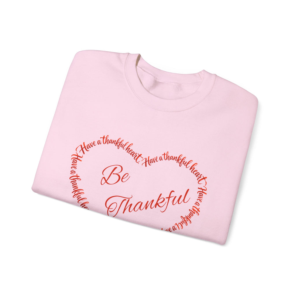 Be Thankful – Christian Thanksgiving Sweatshirt | 1 Thessalonians 5:18 | Faith-Inspired Heart Design-Unisex Heavy Blend™ Crewneck Sweatshirt