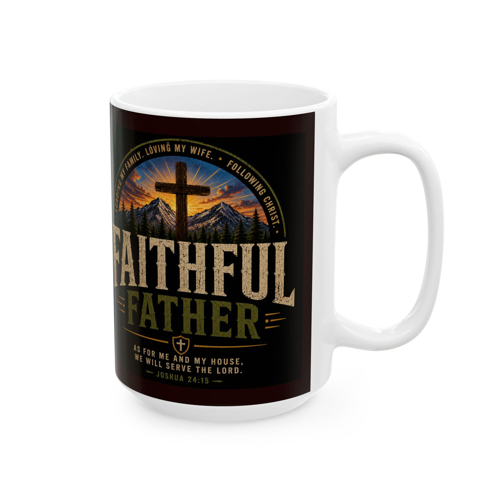 Faithful Father Christian Coffee Mug – Inspirational Dad Mug –  Ceramic Mug, (11oz, 15oz)