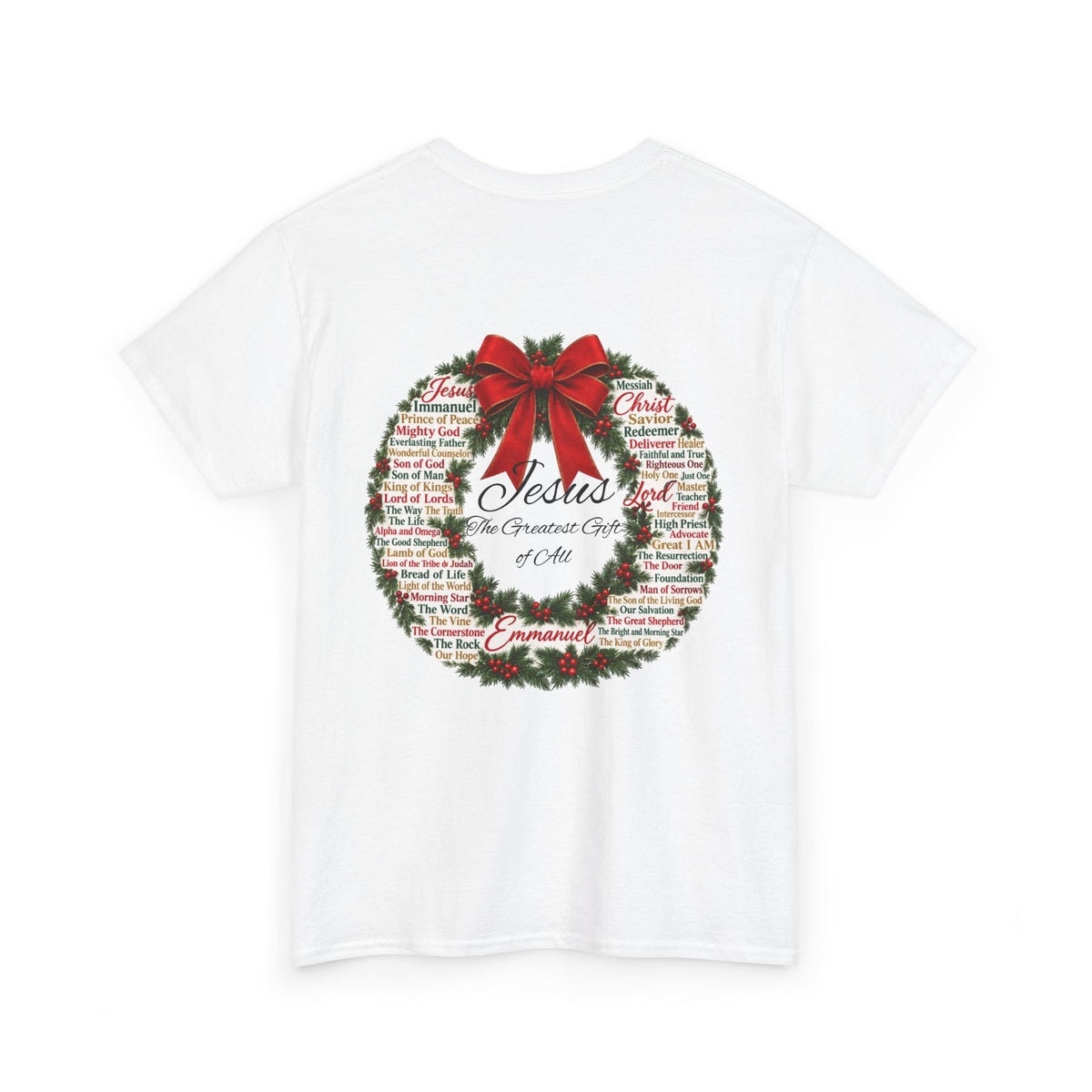 Christmas Wreath Christian Heavy Cotton Tee