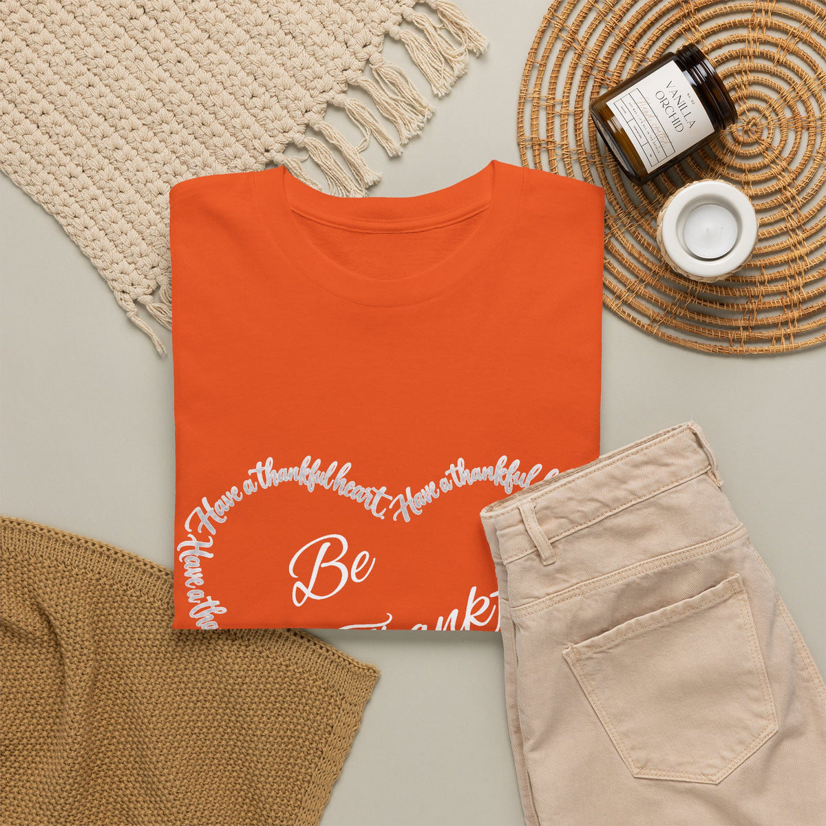 Be Thankful Heart T-Shirt – Inspirational Christian Gratitude Shirt – 1 Thessalonians 5:18-Unisex Heavy Cotton Tee