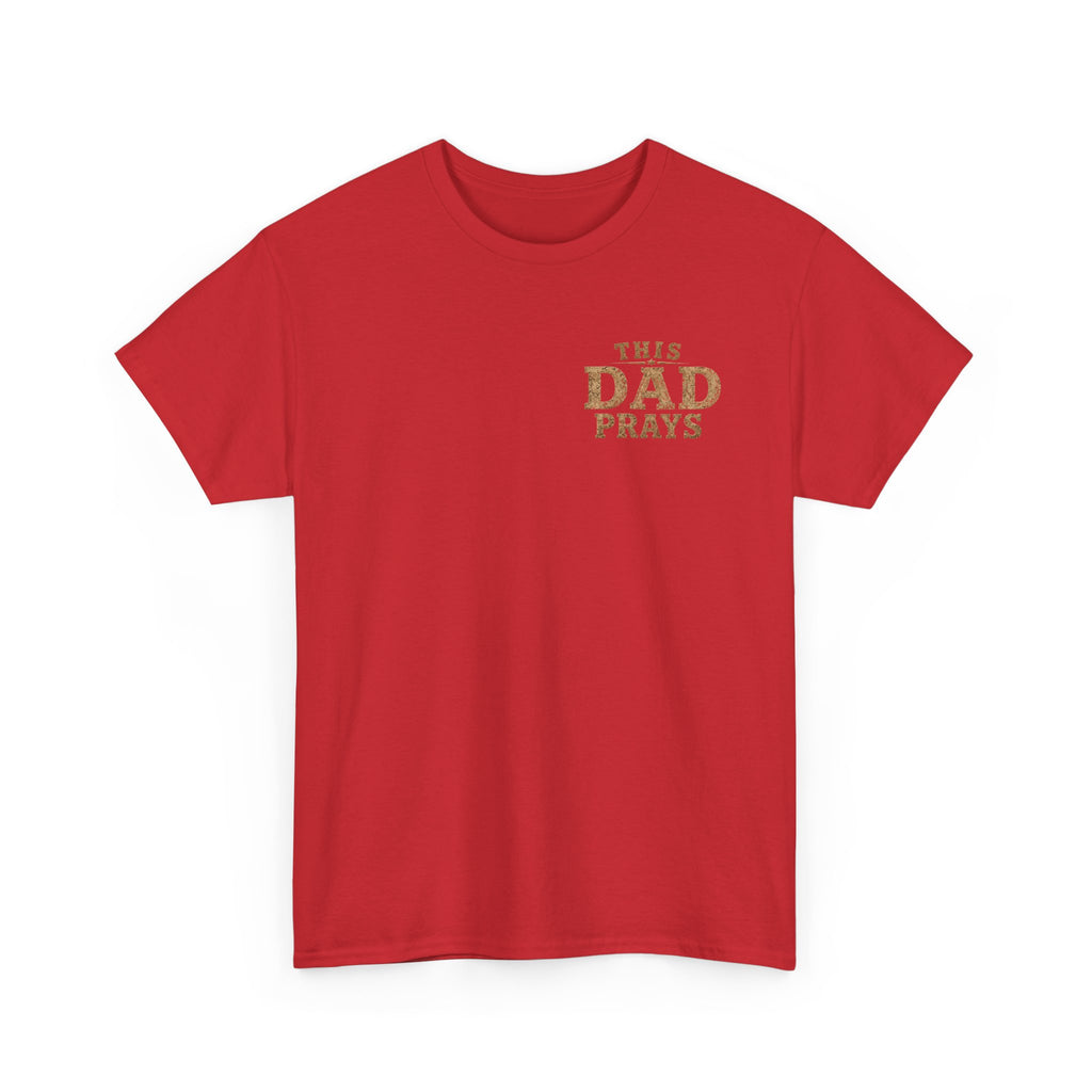 This Dad Prays Christian Outdoors T-Shirt – Faith, Family & Wilderness Sunset TeeUnisex Heavy Cotton Tee