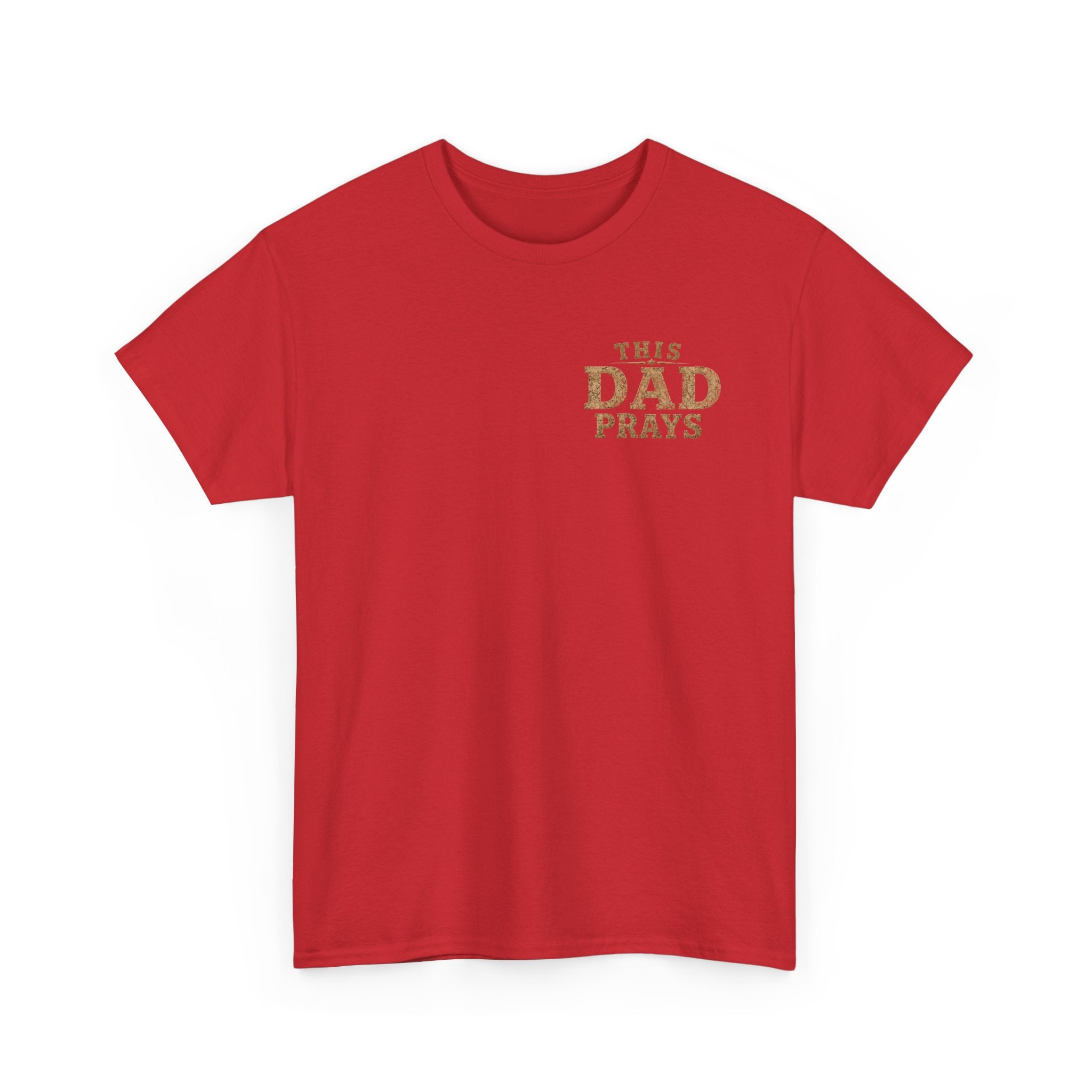 This Dad Prays Christian Outdoors T-Shirt – Faith, Family & Wilderness Sunset TeeUnisex Heavy Cotton Tee