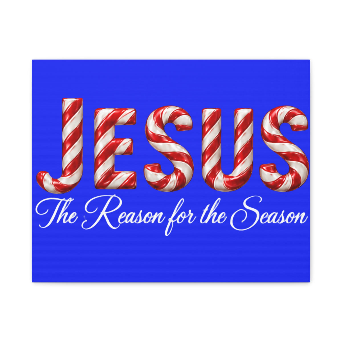 Jesus The Reason for the Season Christmas Wall Art – Candy Cane Christian Holiday Decor, Matte Canvas, Stretched, 1.25"