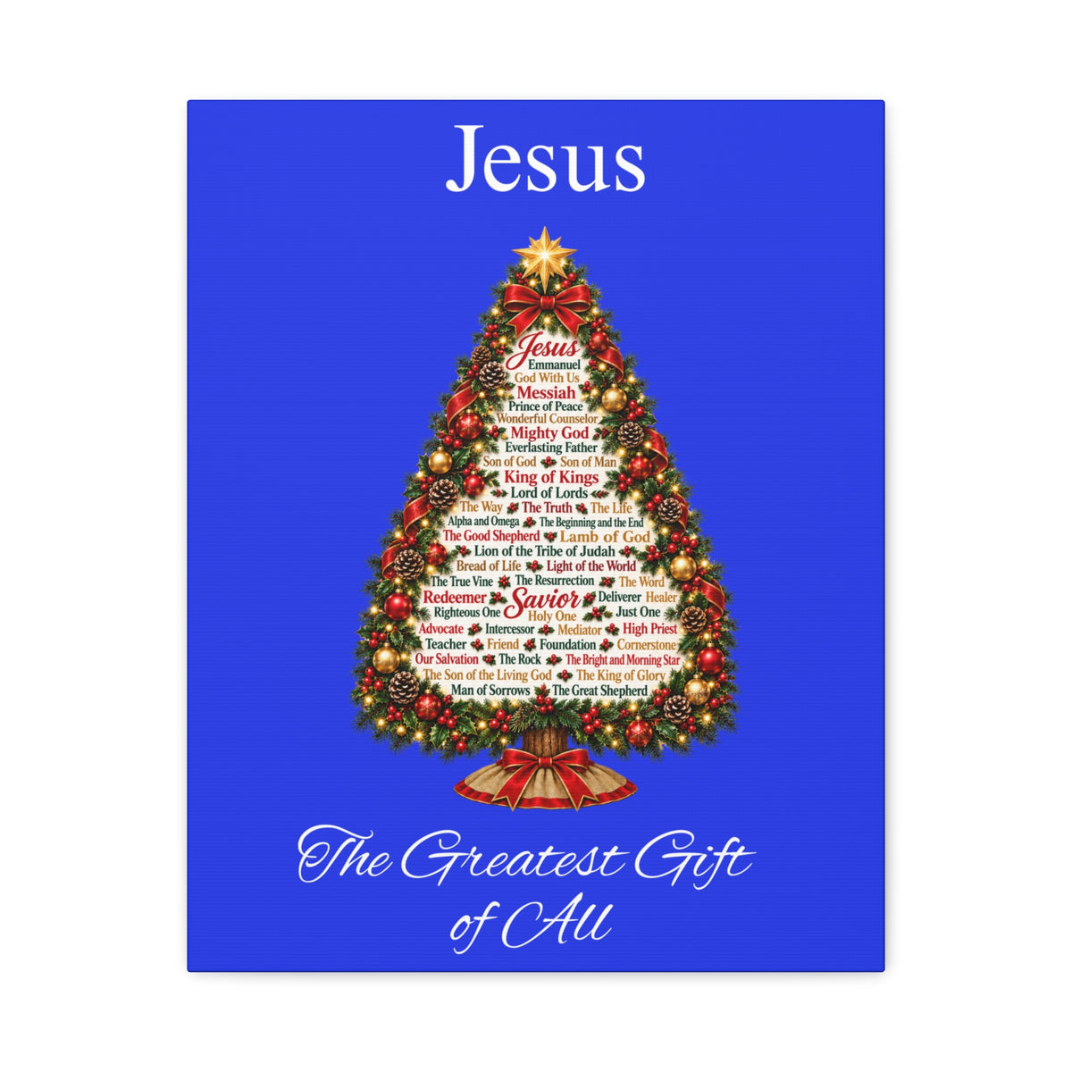 Jesus – The Greatest Gift of All | Christian Christmas Tree Wall Art, Matte Canvas, Stretched, 1.25"