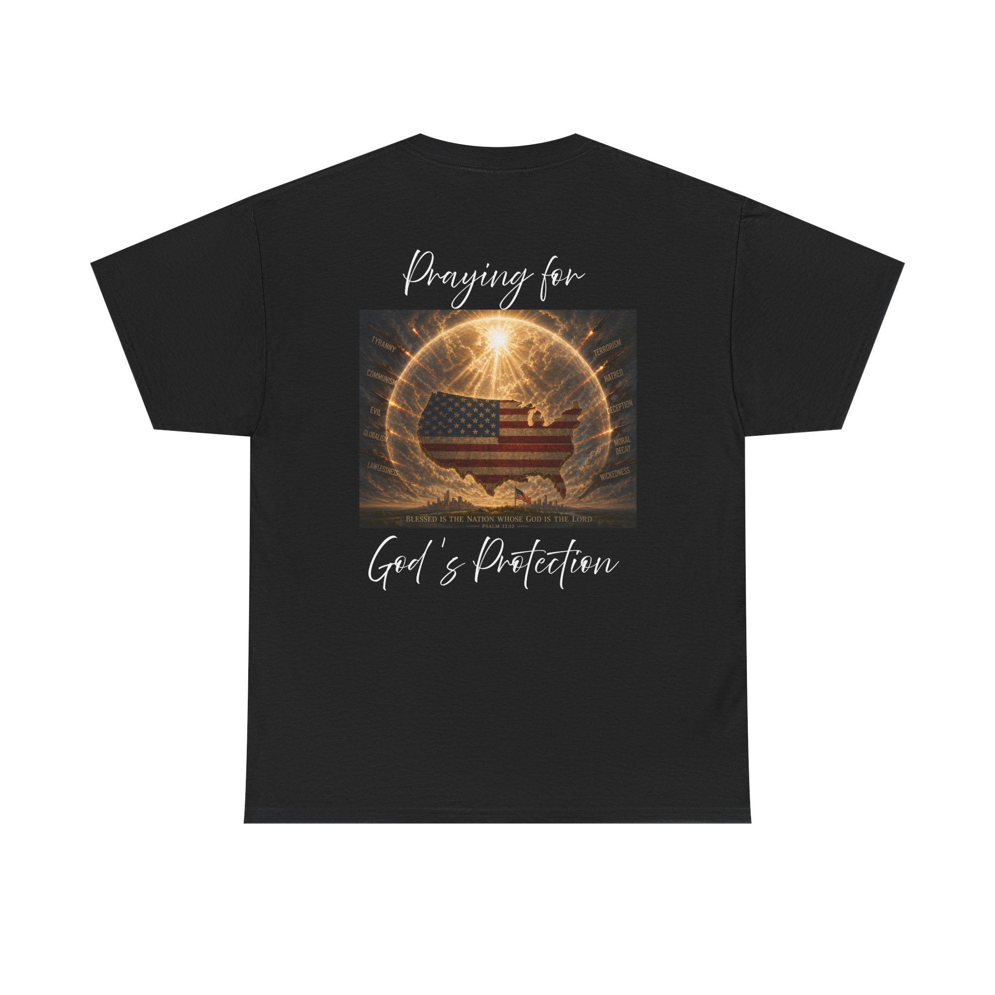 Praying for God’s Protection – Faith-Based American T-Shirt Unisex Heavy Cotton Tee