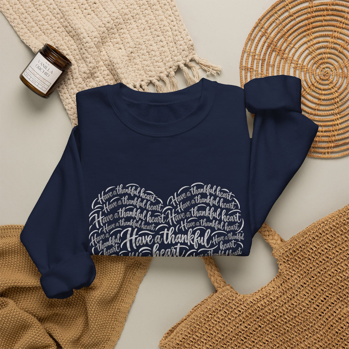 Have a Thankful Heart Sweatshirt – Inspirational Christian Faith Sweatshirt – Thanksgiving Graphic Pullover-Unisex Heavy Blend™ Crewneck Sweatshirt
