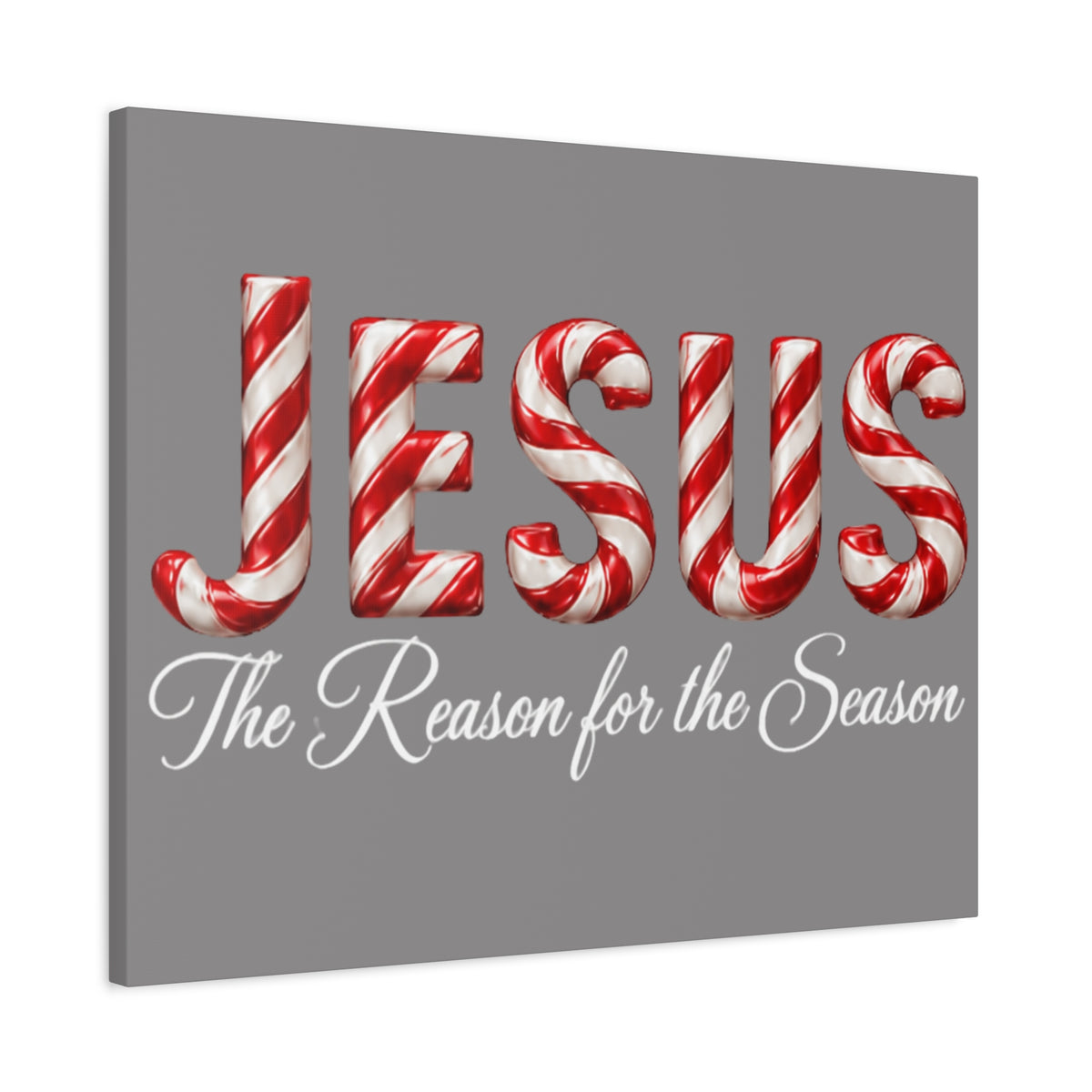 Jesus The Reason for the Season Christmas Wall Art – Candy Cane Christian Holiday Decor Matte Canvas, Stretched, 1.25"