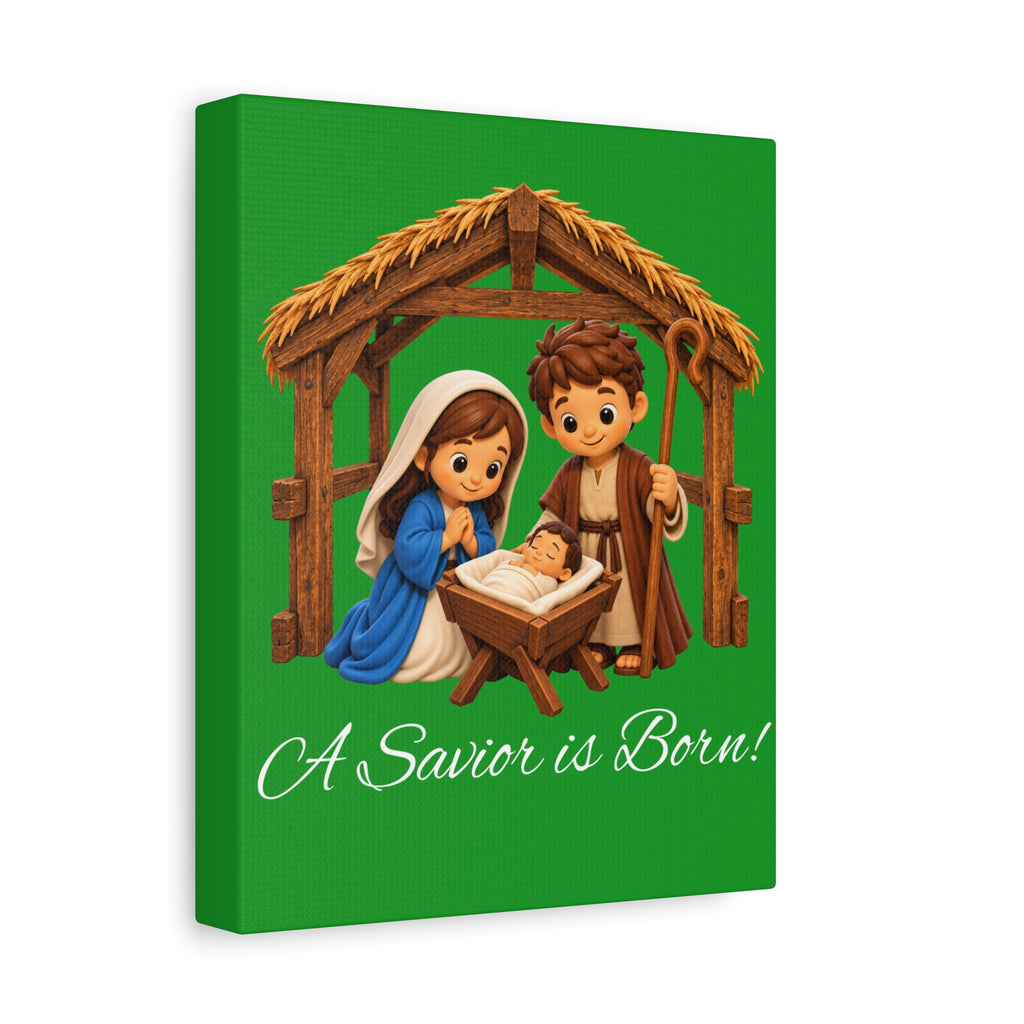 A Savior Is Born Nativity Christmas Canvas Wall Art, Matte Canvas, Stretched, 1.25"