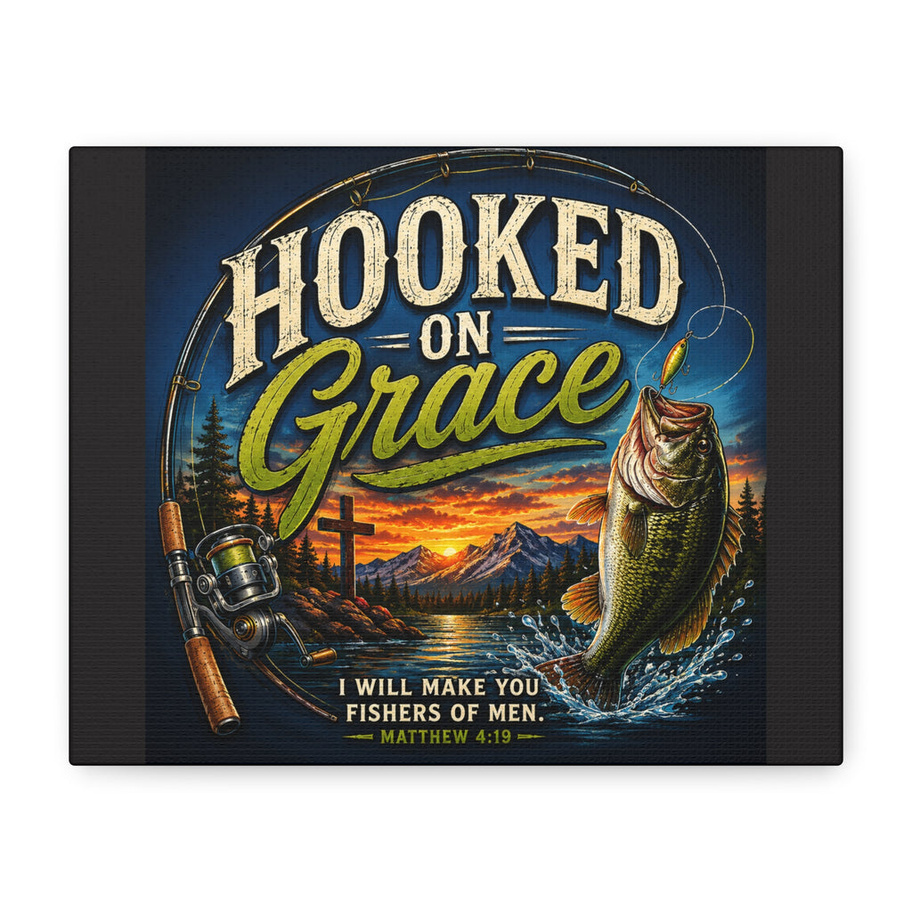 Hooked on Grace Christian Canvas Wall Art