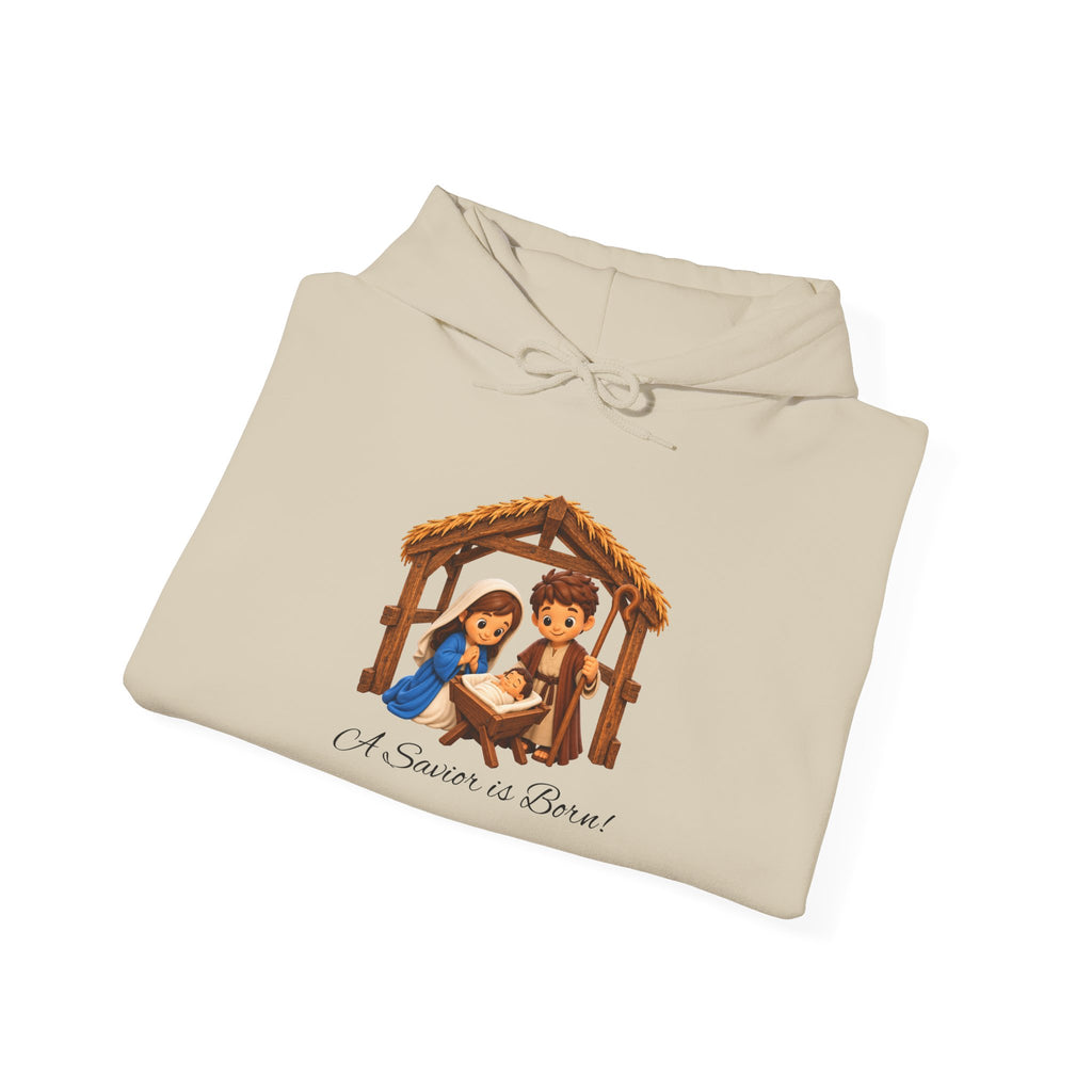 A Savior Is Born Nativity Christmas Heavy Blend™ Hooded Sweatshirt