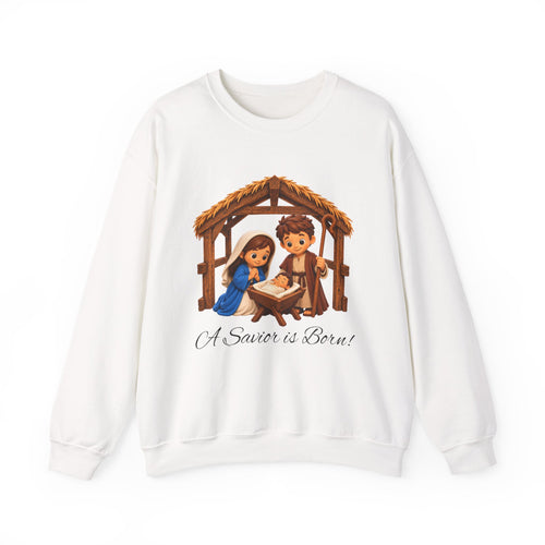 A Savior Is Born Nativity Christmas Heavy Blend™ Crewneck Sweatshirt