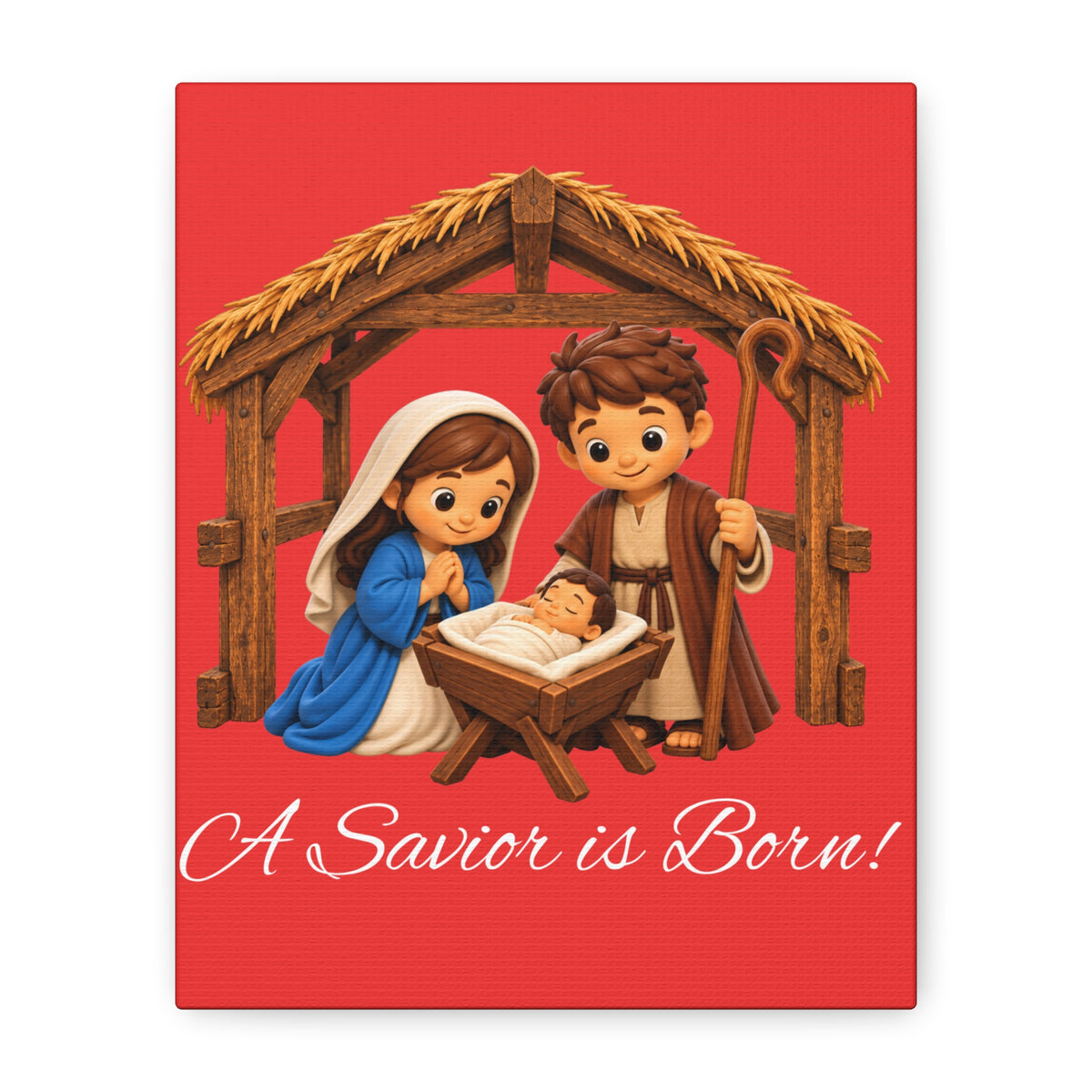 A Savior Is Born Nativity Christmas Canvas Wall Art, Matte Canvas, Stretched, 1.25"