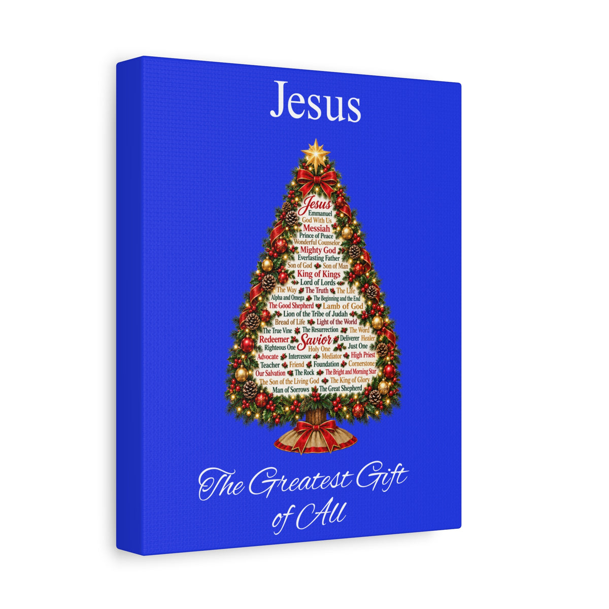 Jesus – The Greatest Gift of All | Christian Christmas Tree Wall Art, Matte Canvas, Stretched, 1.25"