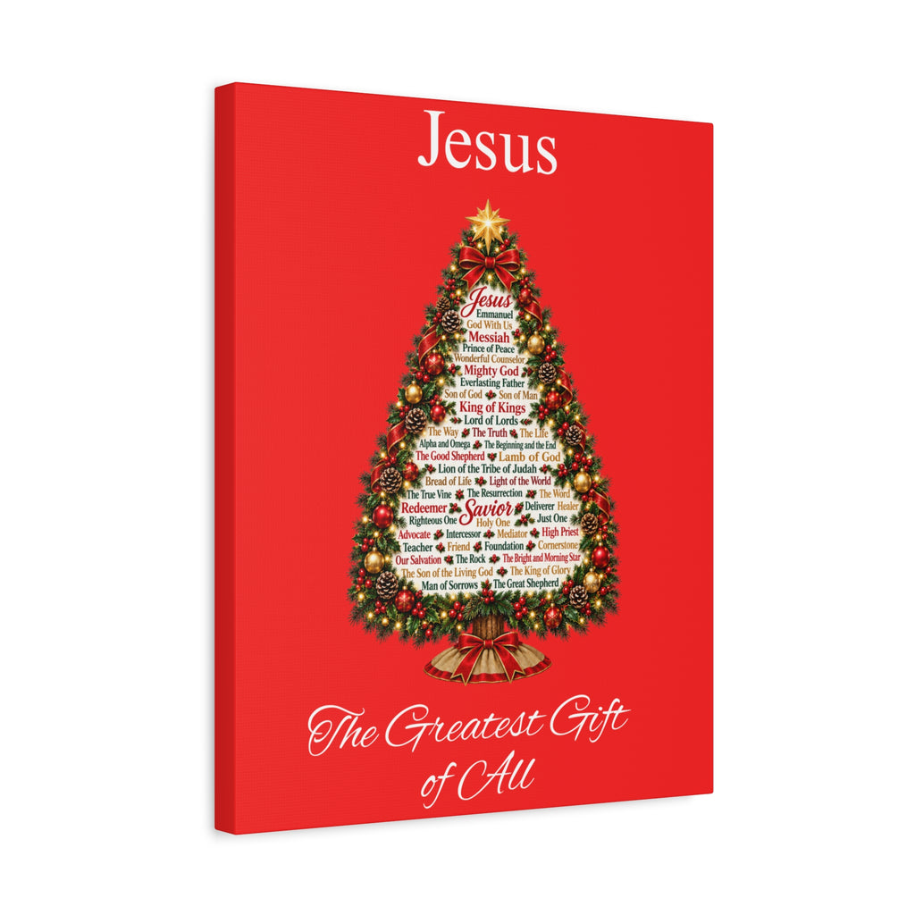 Jesus – The Greatest Gift of All | Christian Christmas Tree Wall Art, Matte Canvas, Stretched, 1.25"