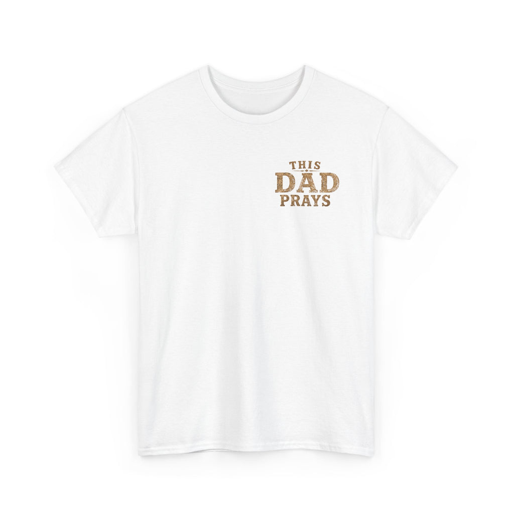 This Dad Prays Christian Outdoors T-Shirt – Faith, Family & Wilderness Sunset TeeUnisex Heavy Cotton Tee
