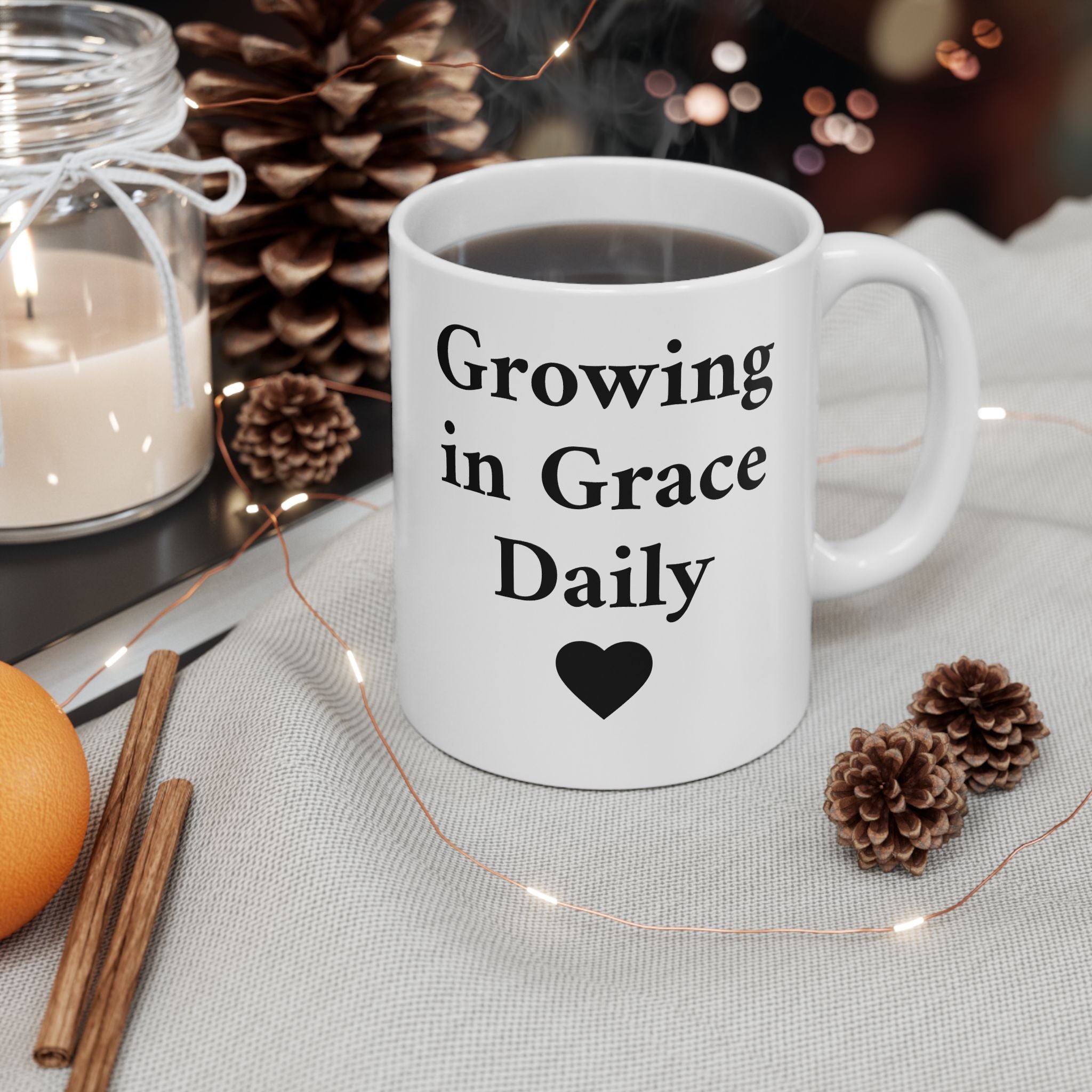 Growing in Grace Daily Christian – Faith-Inspired Ceramic Mug, (11oz, 15oz)