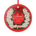 Names of Jesus Christmas Wreath Ceramic Ornament, 2-Side Print