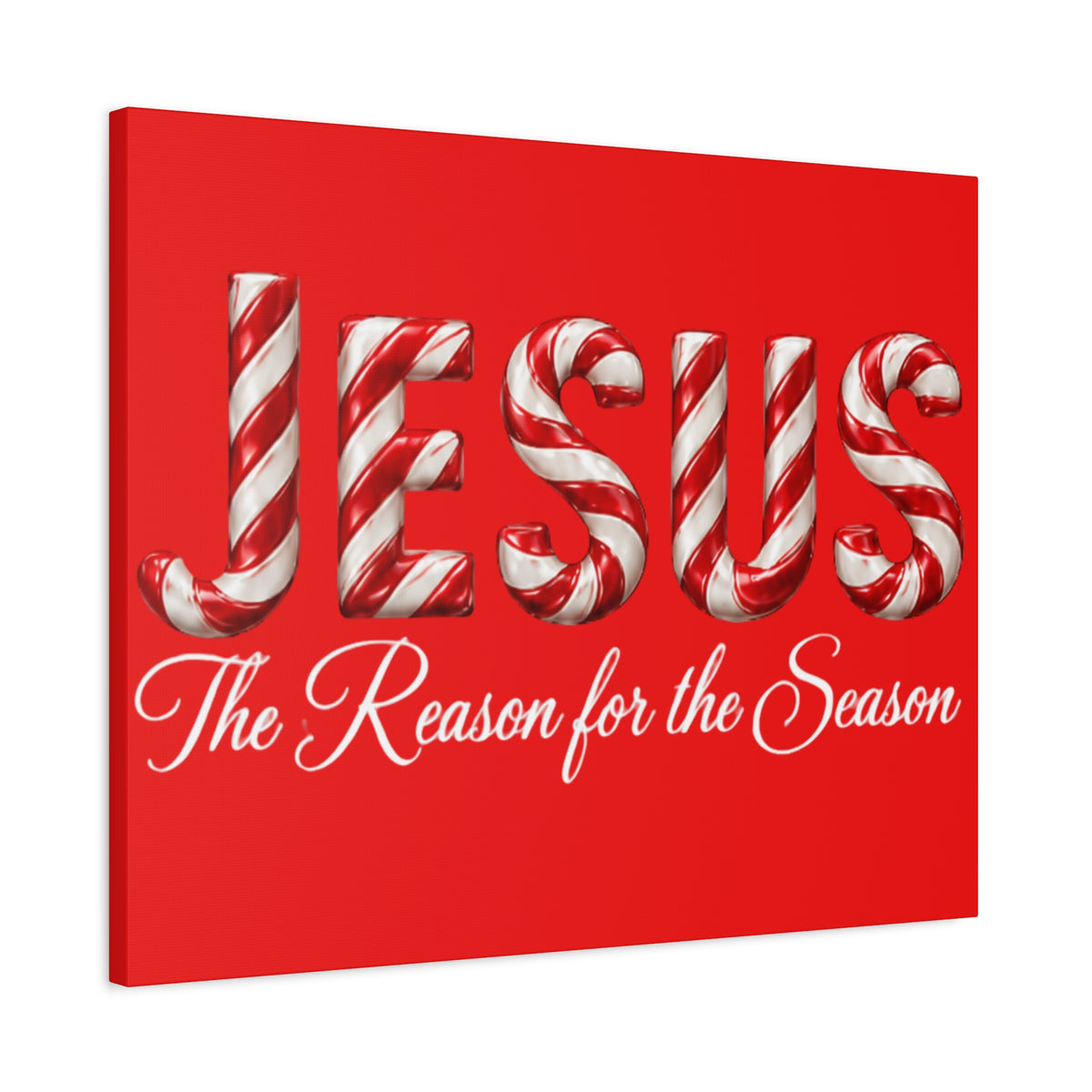 Jesus The Reason for the Season Christmas Wall Art – Candy Cane Christian Holiday Decor, Matte Canvas, Stretched, 1.25"