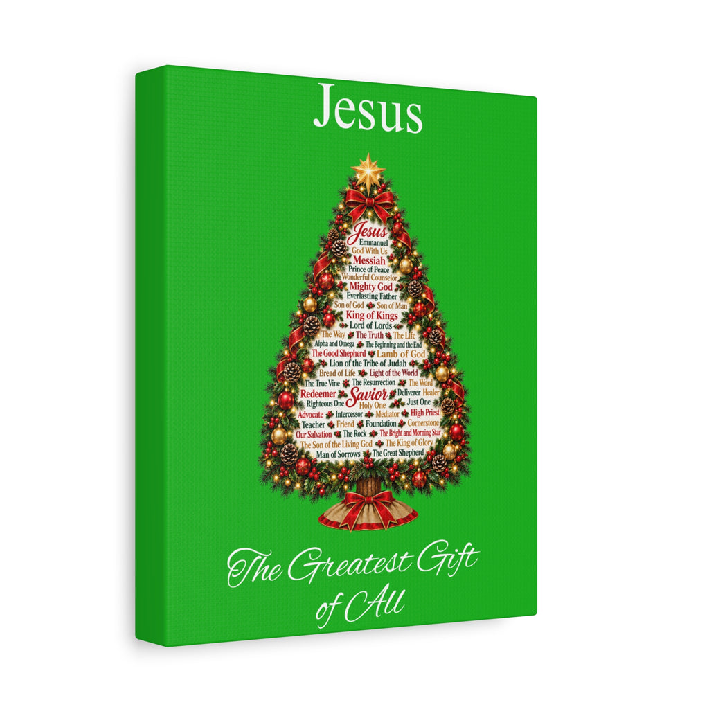 Jesus – The Greatest Gift of All | Christian Christmas Tree Wall Art, Matte Canvas, Stretched, 1.25"