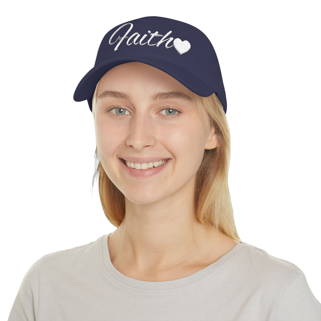 Faith Heart Embroidered Christian Cap – Inspirational Hat with White Script Design Low Profile Baseball Cap
