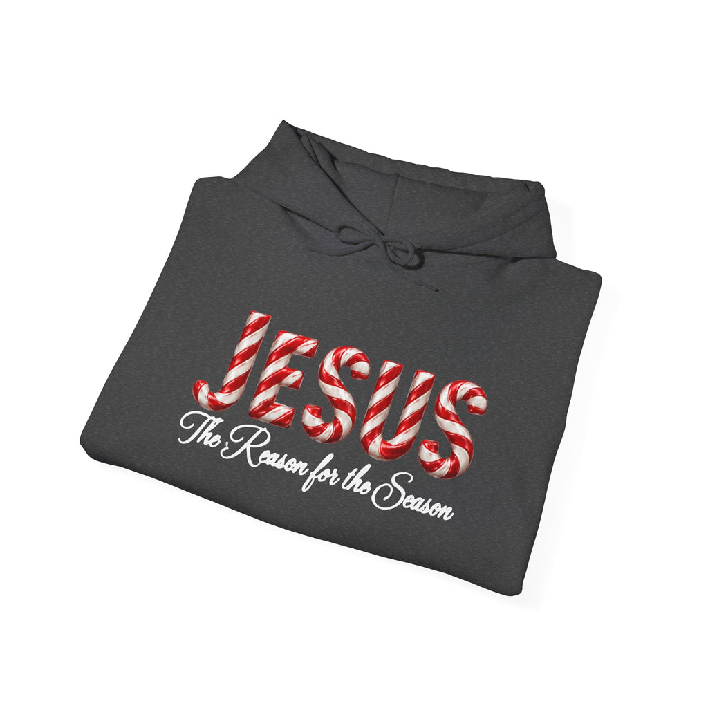 Jesus Is the Reason for the Season – Candy Cane Christmas Christian Hoodie-Unisex Heavy Blend™ Hooded Sweatshirt