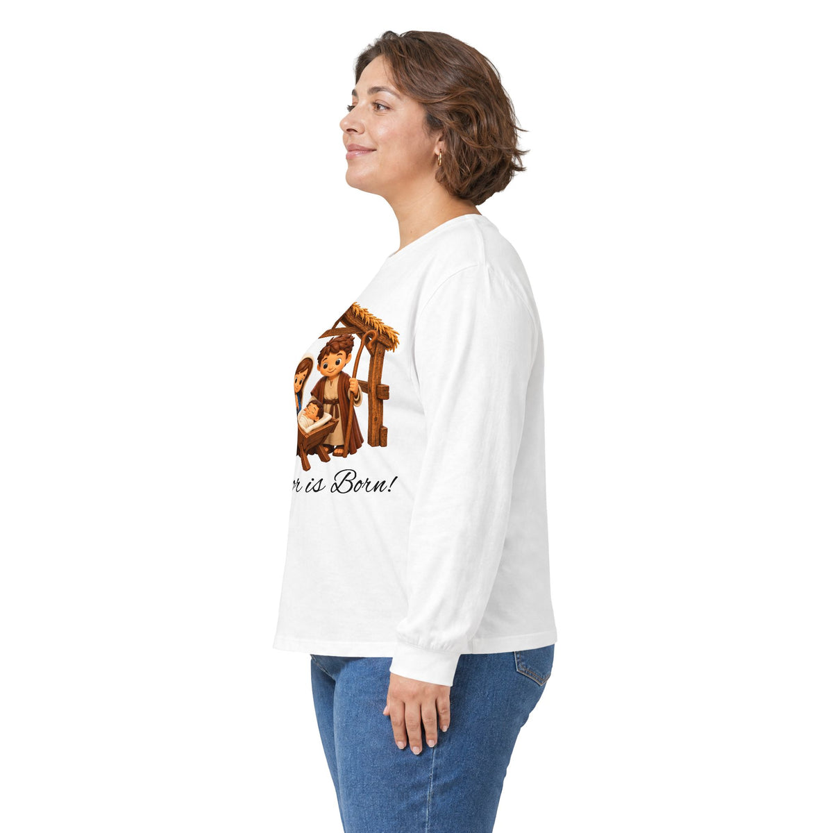 A Savior Is Born Nativity Christian Christmas Long Sleeve T-Shirt