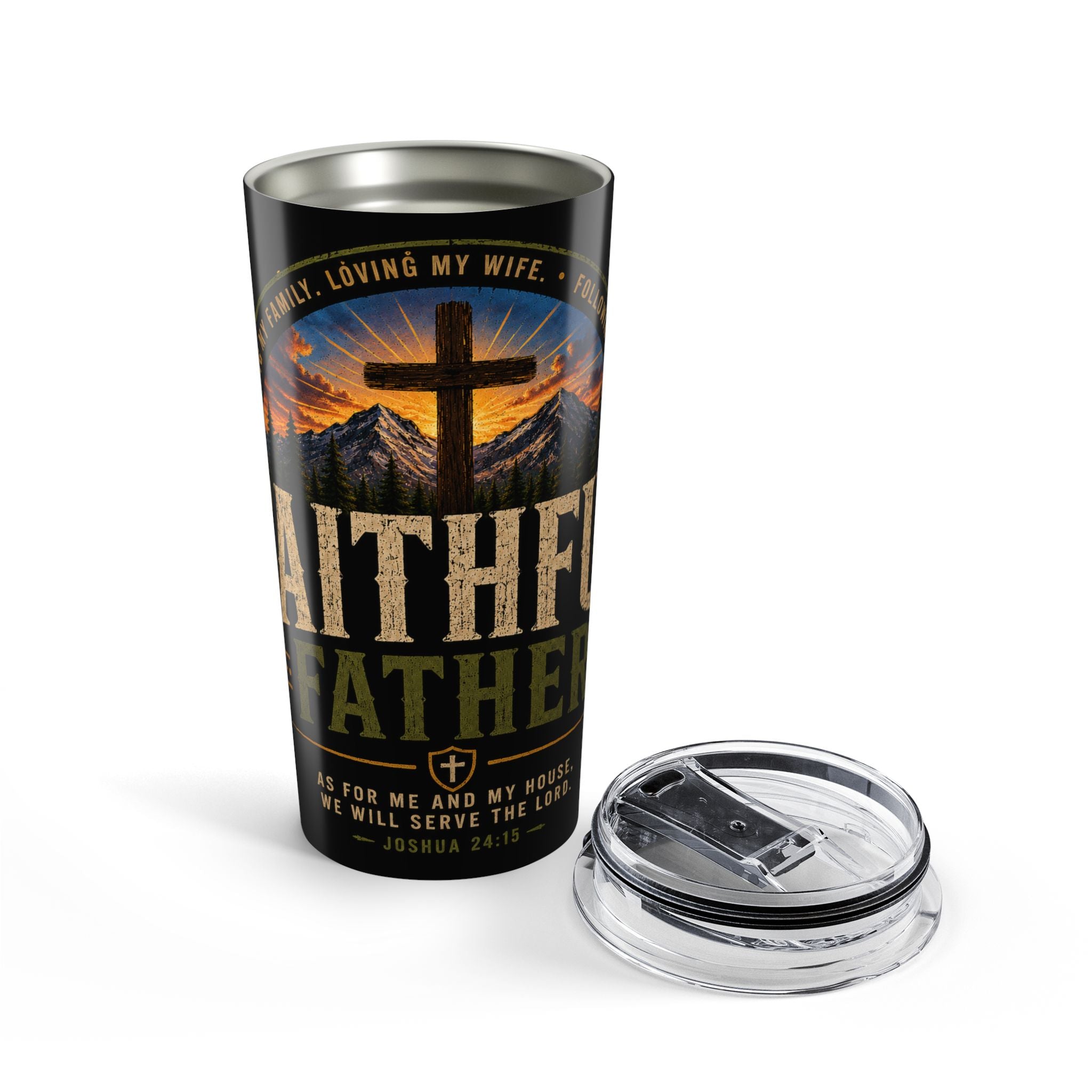Faithful Father 20oz Christian Tumbler – Inspirational Faith Based Travel Tumbler 20oz