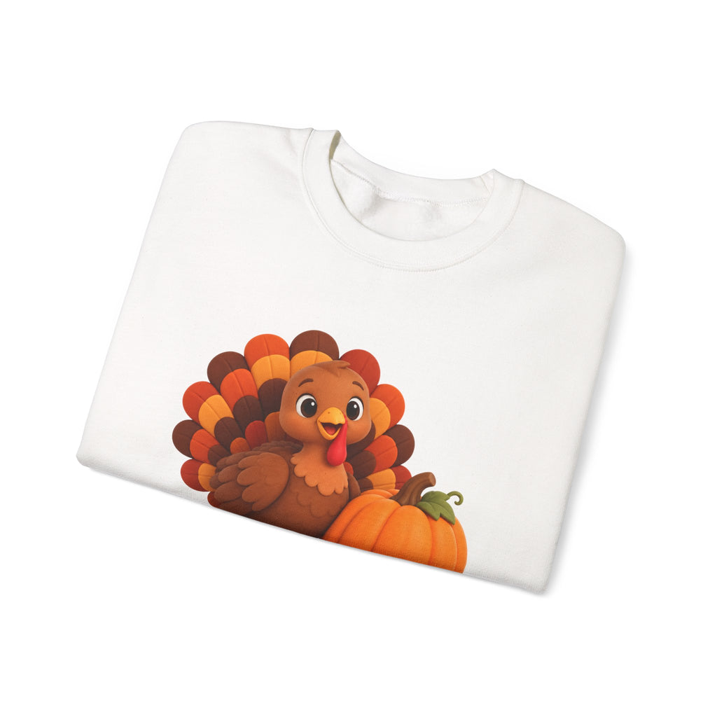 Be Thankful Thanksgiving Sweatshirt – Cute Turkey & Pumpkin Christian Fall Unisex Heavy Blend™ Crewneck Sweatshirt