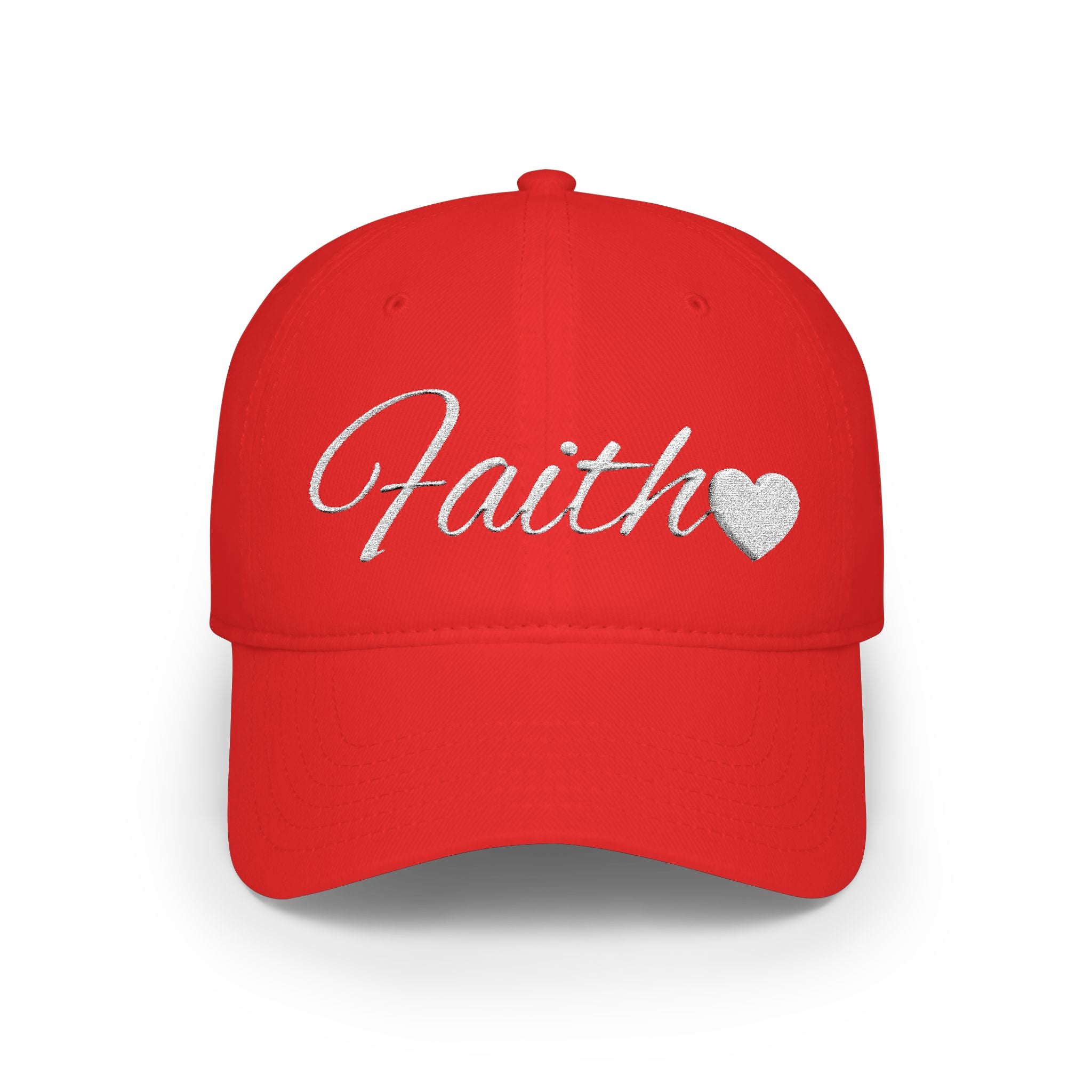 Faith Heart Embroidered Christian Cap – Inspirational Hat with White Script Design Low Profile Baseball Cap