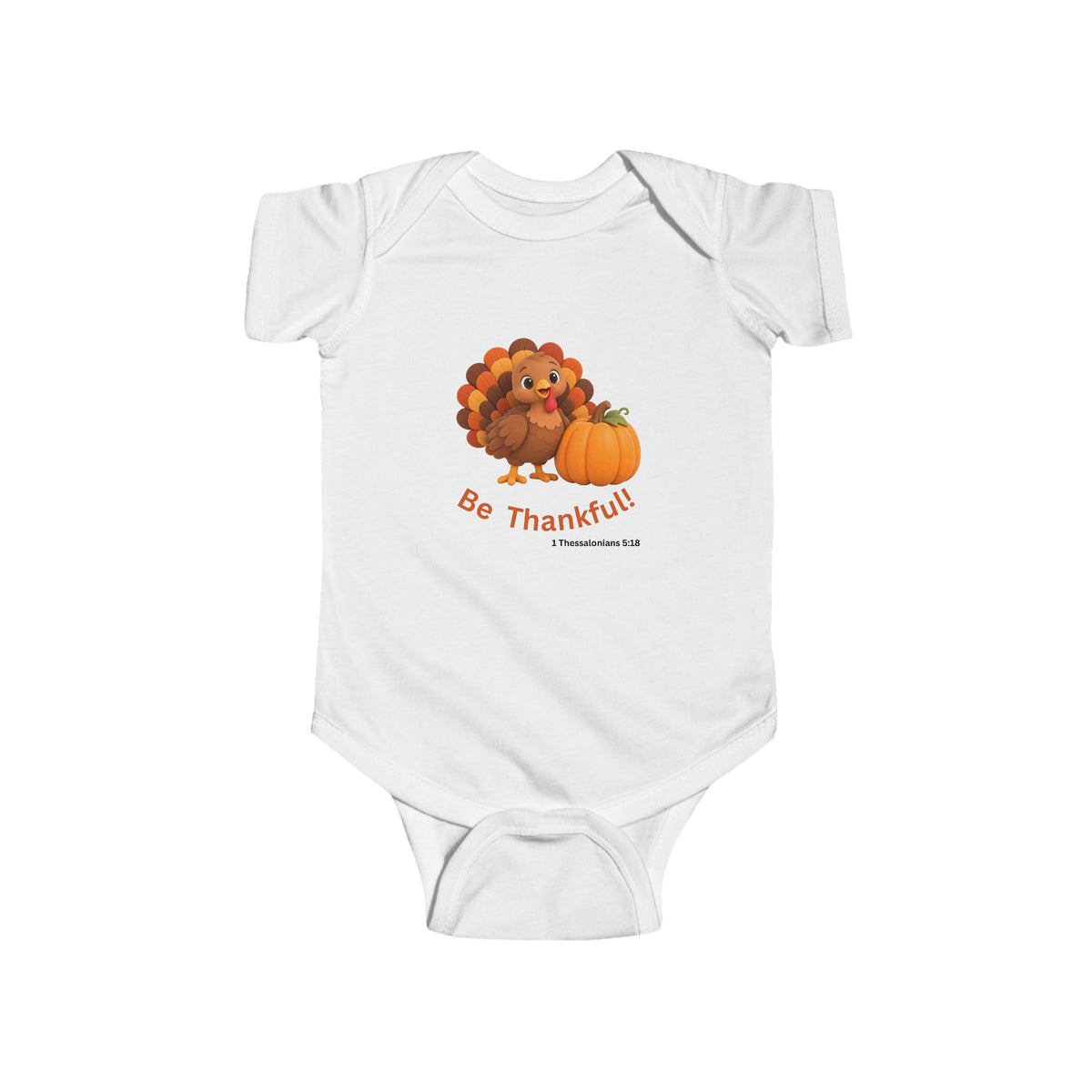 Be Thankful Thanksgiving Turkey & Pumpkin Infant Fine Jersey Bodysuit