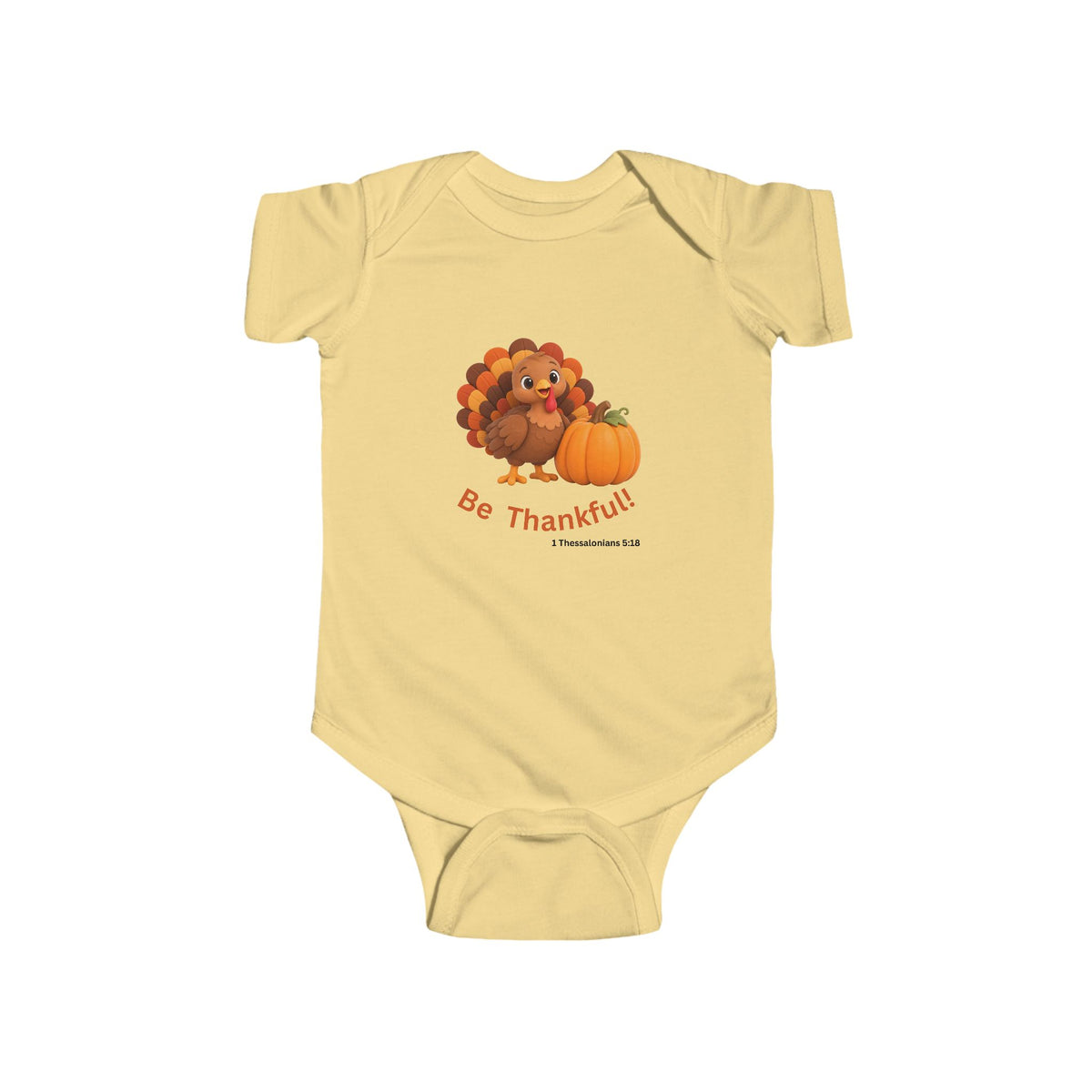 Be Thankful Thanksgiving Turkey & Pumpkin Infant Fine Jersey Bodysuit