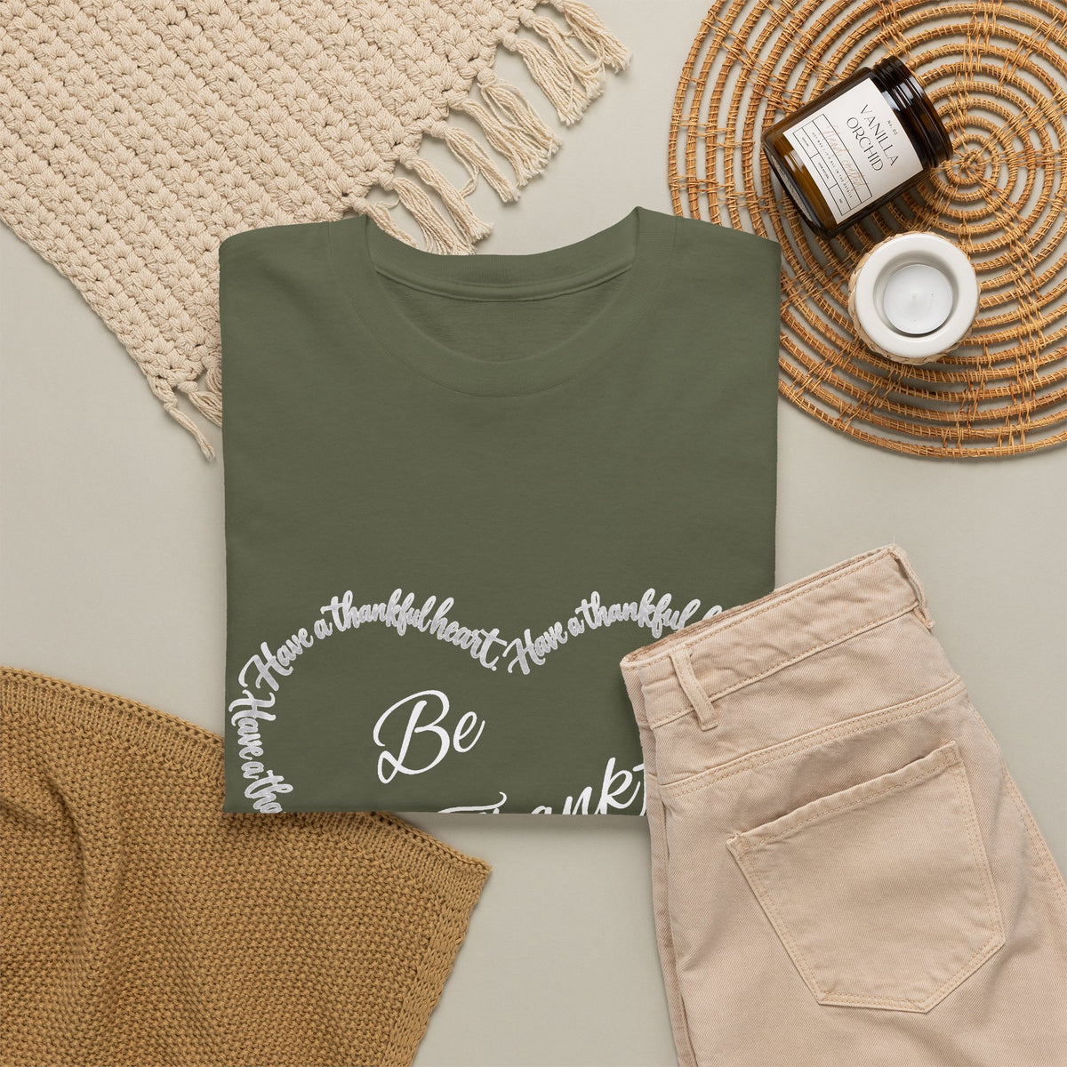 Be Thankful Heart T-Shirt – Inspirational Christian Gratitude Shirt – 1 Thessalonians 5:18-Unisex Heavy Cotton Tee