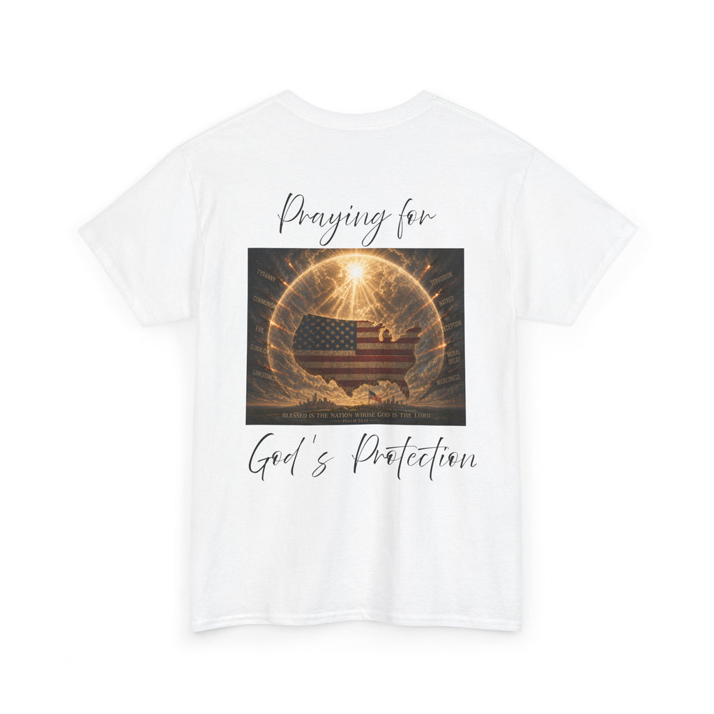 Praying for God’s Protection – Faith-Based American T-Shirt Unisex Heavy Cotton Tee