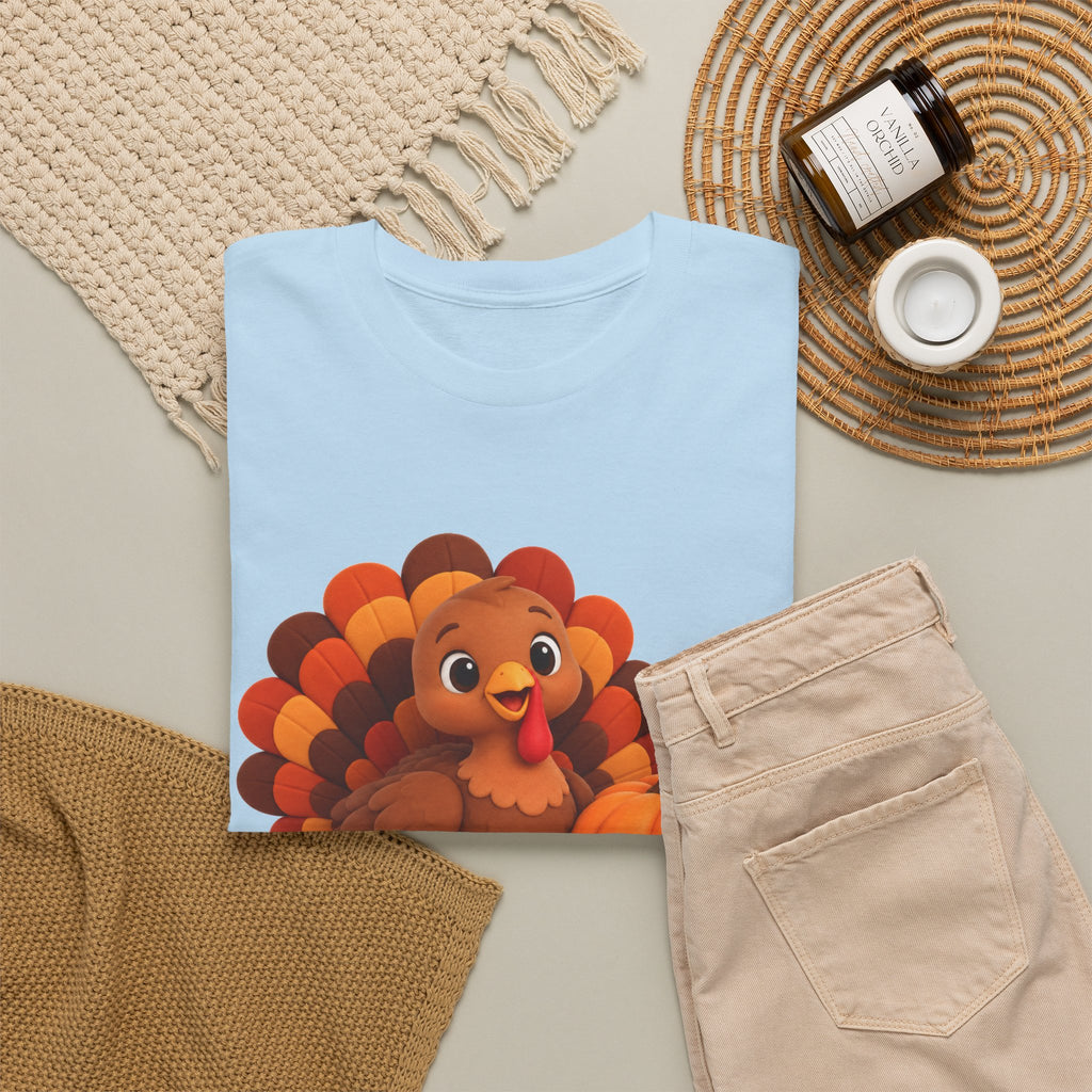 Be Thankful Thanksgiving Turkey & Pumpkin T-Shirt – Cute Fall Holiday Graphic Unisex Heavy Cotton Tee