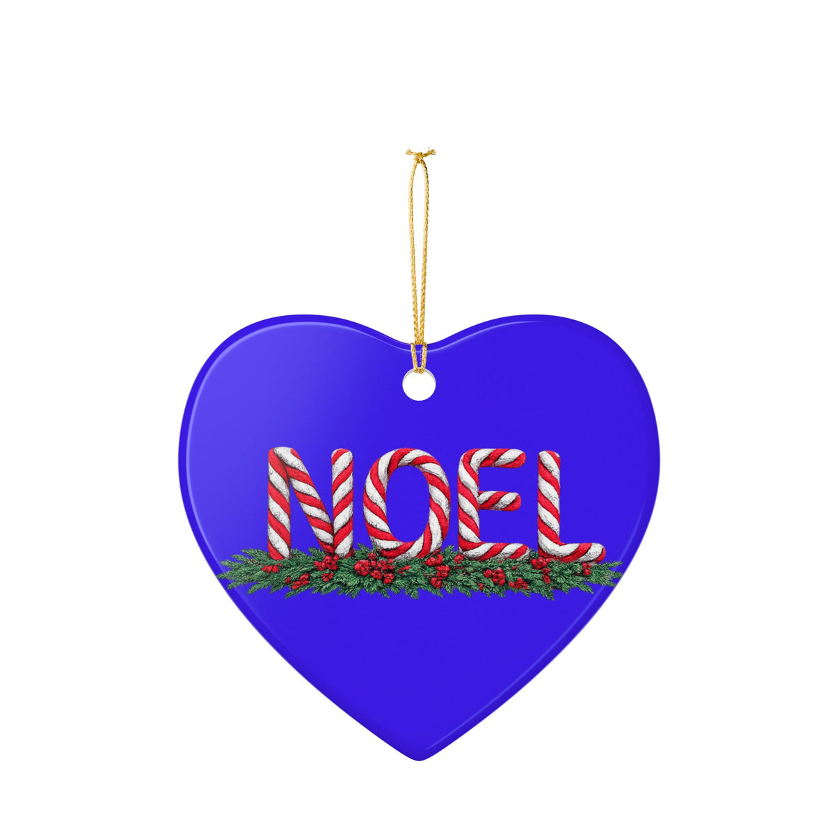 Candy Cane Noel Ceramic Decoration Ornament, (1pc)