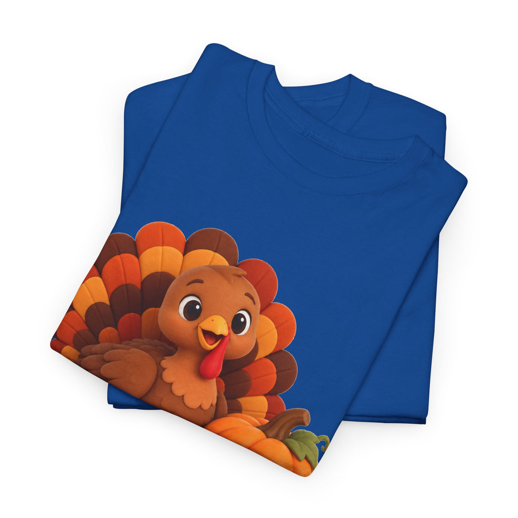 Be Thankful Thanksgiving Turkey & Pumpkin T-Shirt – Cute Fall Holiday Graphic Unisex Heavy Cotton Tee