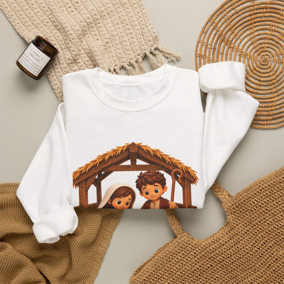 A Savior Is Born Nativity Christmas Heavy Blend™ Crewneck Sweatshirt