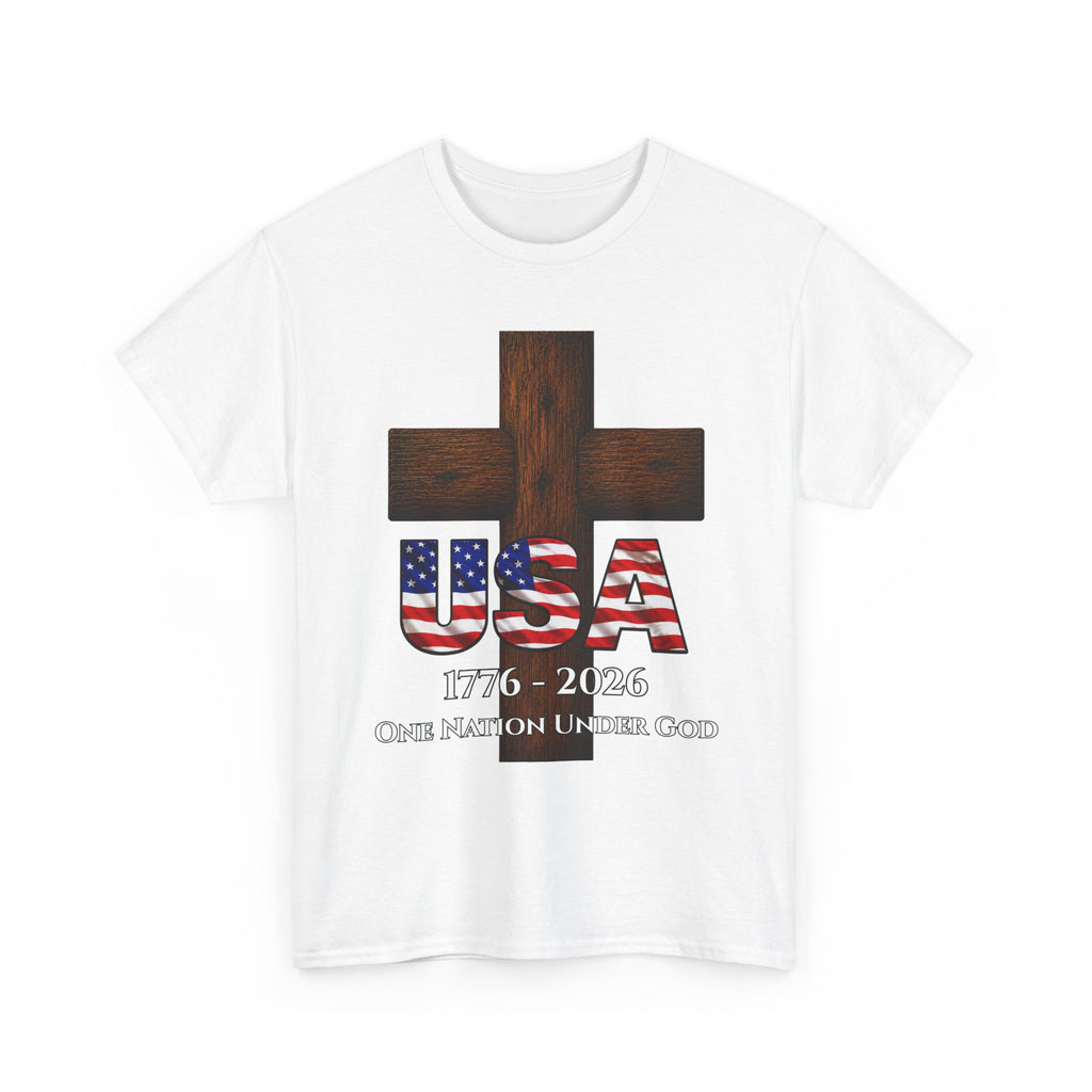 USA Cross 1776-2026 One Nation Under God Patriotic Christian T-Shirt