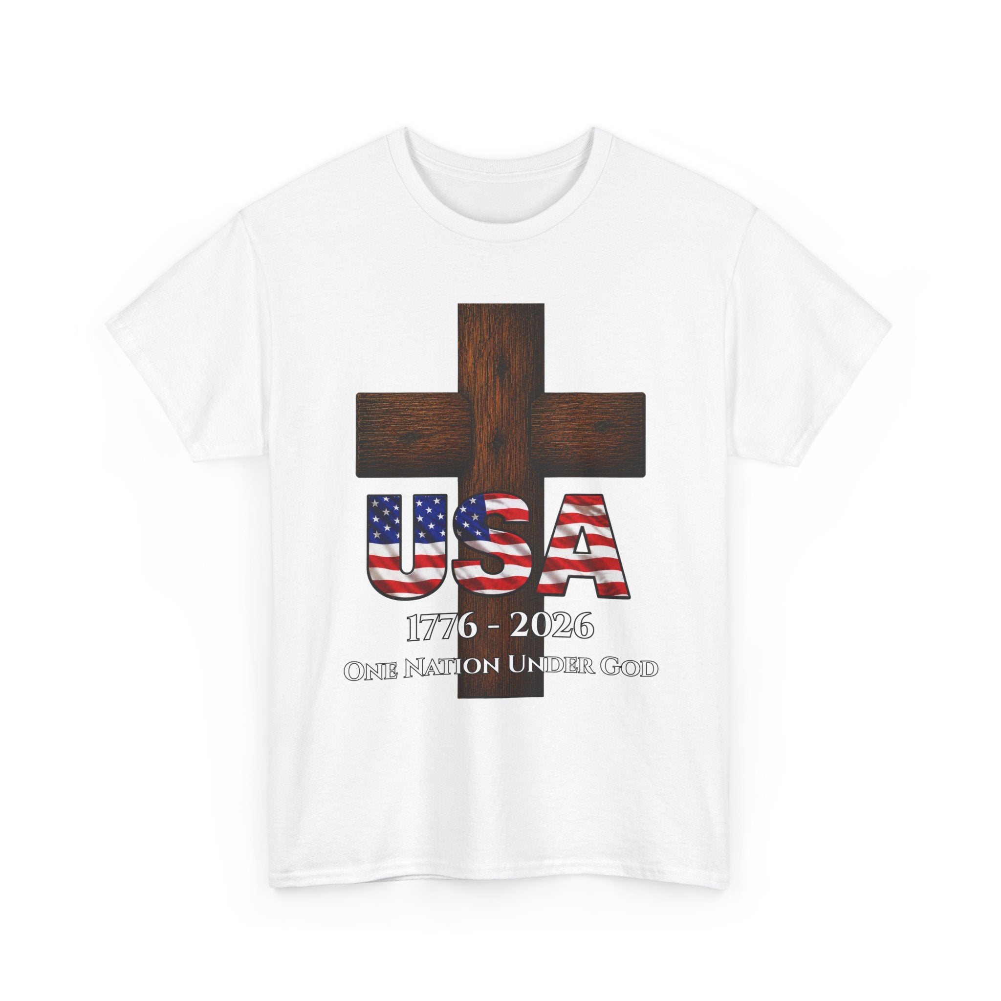USA Cross 1776-2026 One Nation Under God Patriotic Christian T-Shirt