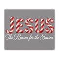 Jesus The Reason for the Season Christmas Wall Art – Candy Cane Christian Holiday Decor Matte Canvas, Stretched, 1.25"