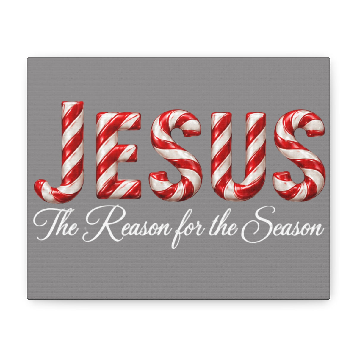 Jesus The Reason for the Season Christmas Wall Art – Candy Cane Christian Holiday Decor Matte Canvas, Stretched, 1.25"
