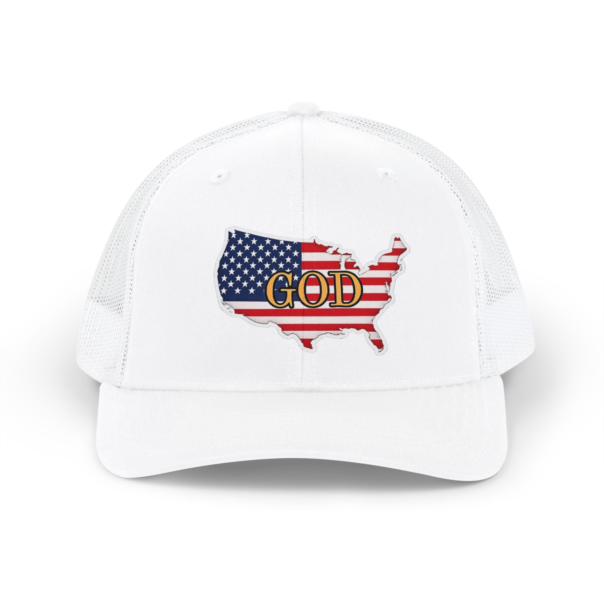 Faith Over Nation “G.O.D.” USA Flag Hat – Psalm 33:12 Christian Trucker Cap