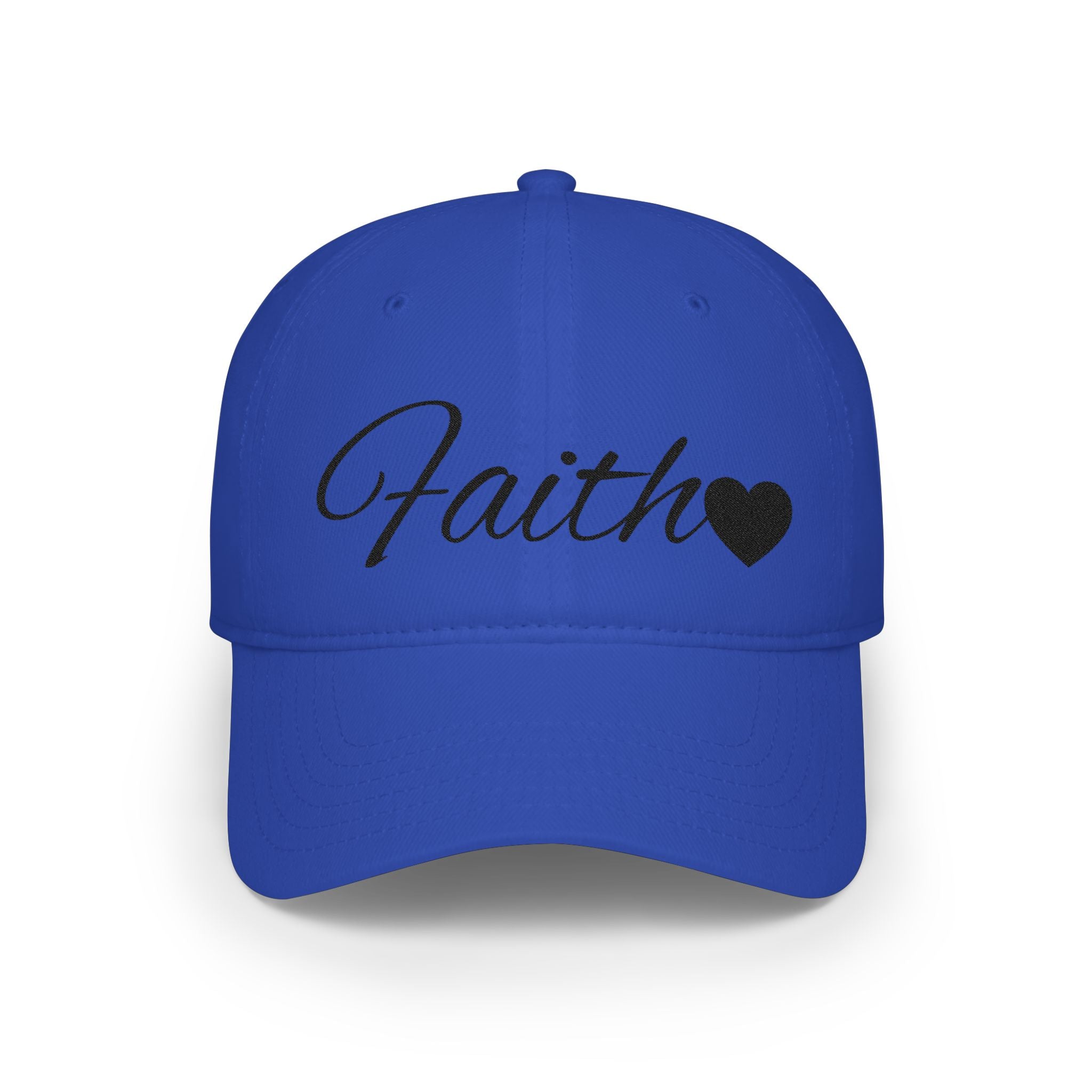 Faith Heart Embroidered Christian Cap – Inspirational Hat with Black Script Design Low Profile Baseball Cap