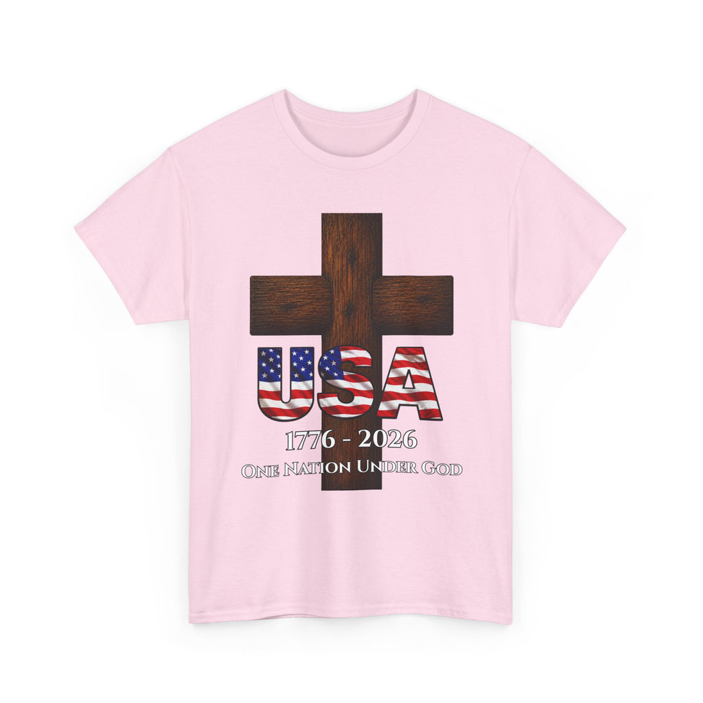 USA Cross 1776-2026 One Nation Under God Patriotic Christian T-Shirt