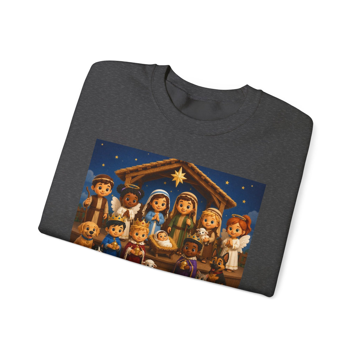 A Savior Is Born Nativity Christmas Sweatshirt – Christian Faith Holiday Heavy Blend™ Crewneck Sweatshirt