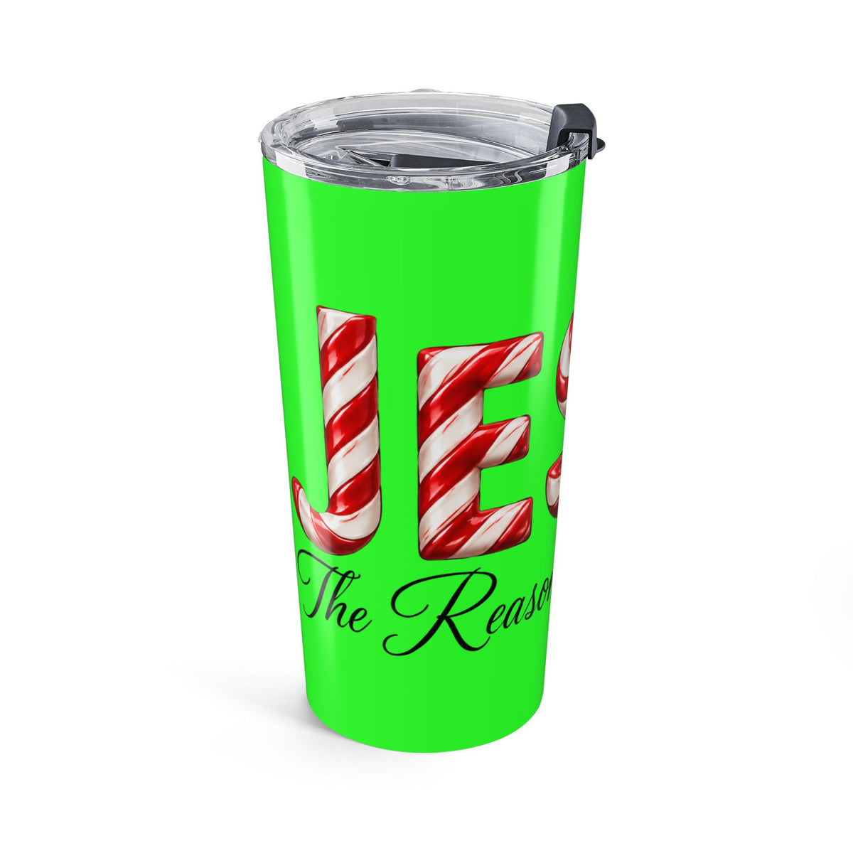 Jesus Is the Reason for the Season Christmas Tumbler Green – Candy Cane Design Tumbler 20oz