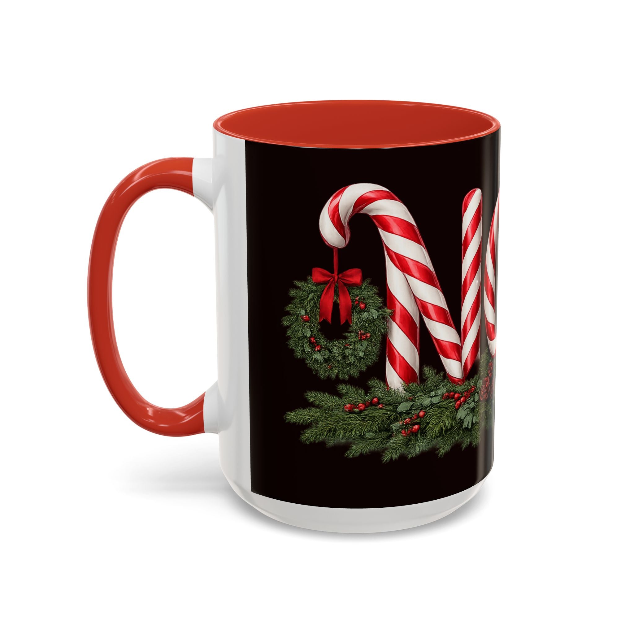 NOEL Candy Cane Christmas Mug – Festive Holiday Coffee Cup  (11, 15oz)