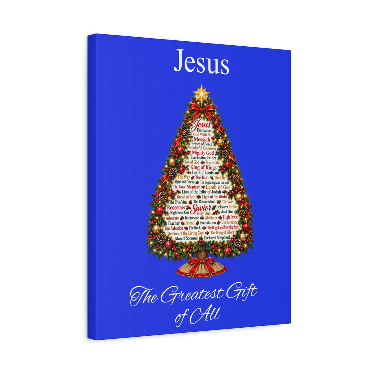 Jesus – The Greatest Gift of All | Christian Christmas Tree Wall Art, Matte Canvas, Stretched, 1.25"