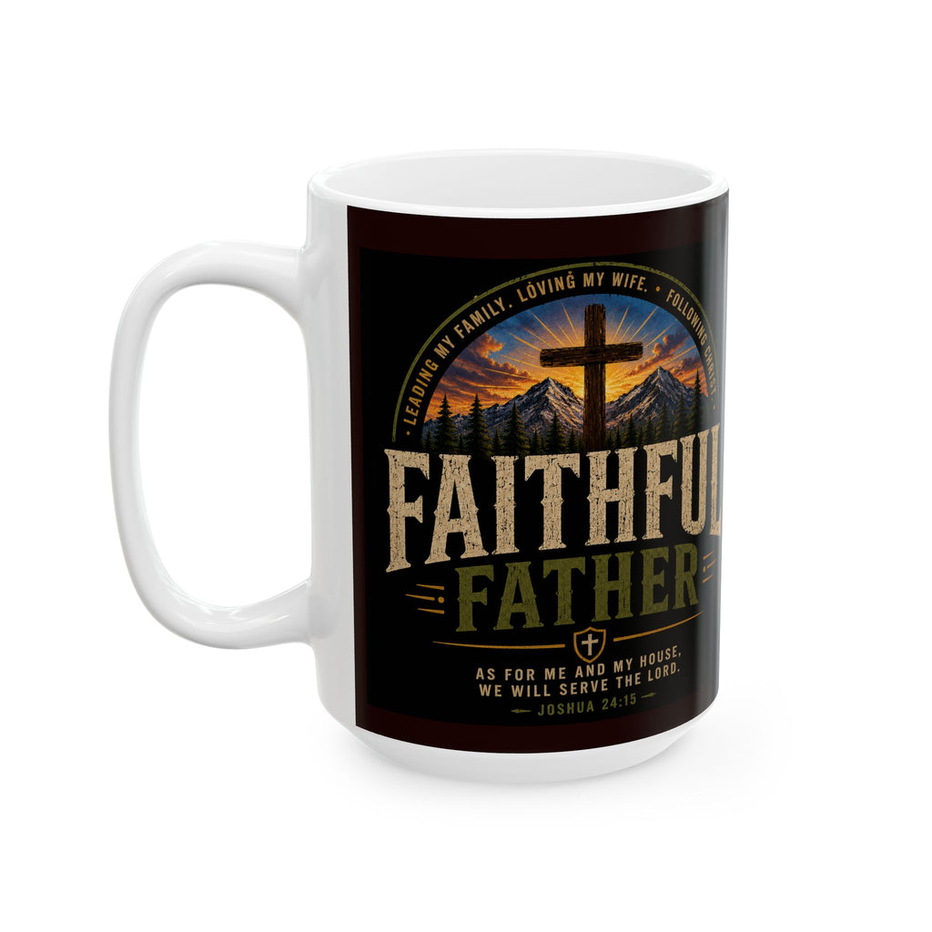 Faithful Father Christian Coffee Mug – Inspirational Dad Mug –  Ceramic Mug, (11oz, 15oz)
